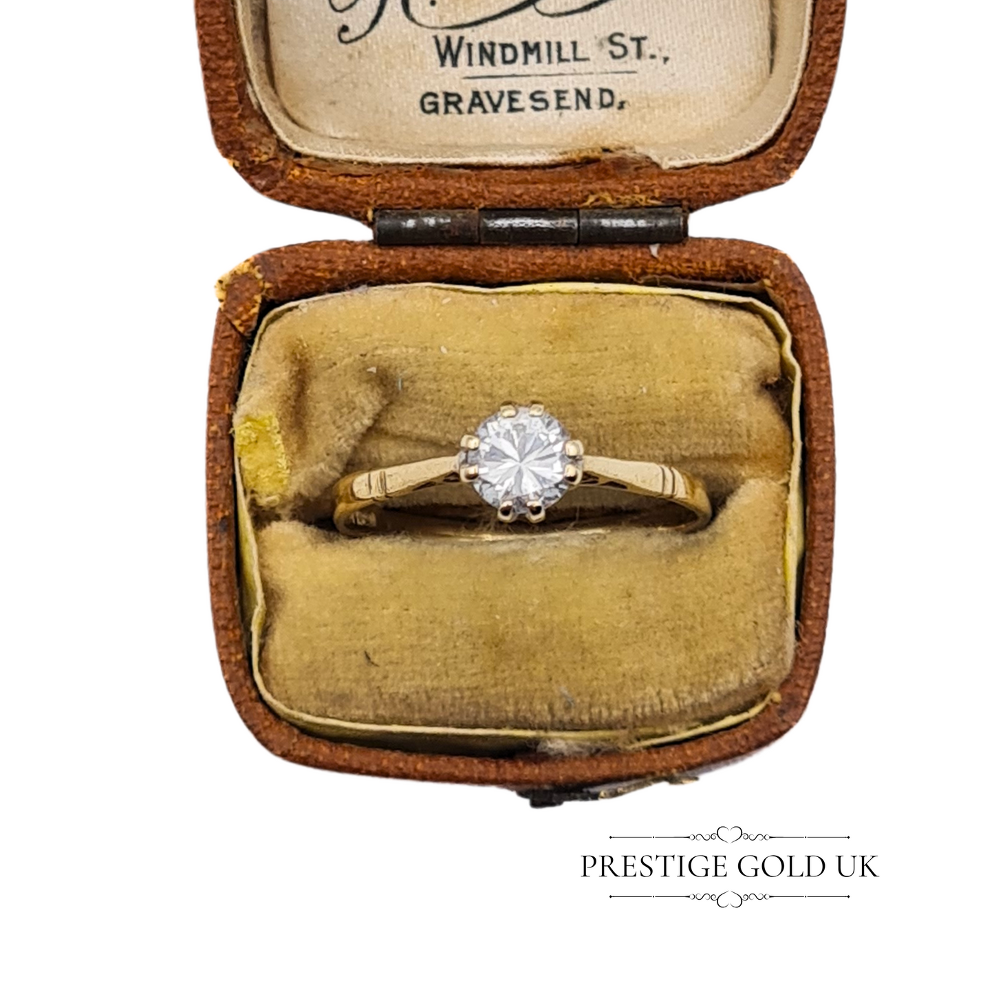 Vintage 9ct Gold CZ Solitaire Ring - Size UK O 1/2 US 7 1/2 Euro 56