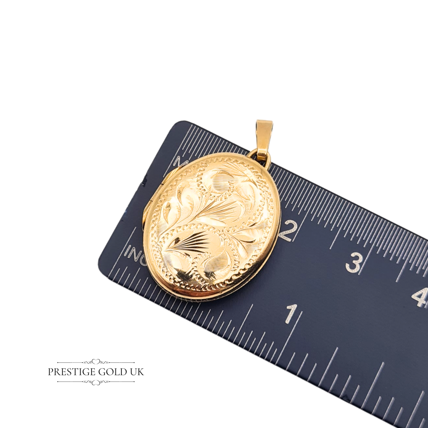 9k Gold Small Oval Floral Locket, Opening Solid Hallmarked Keepsake Photo Locket