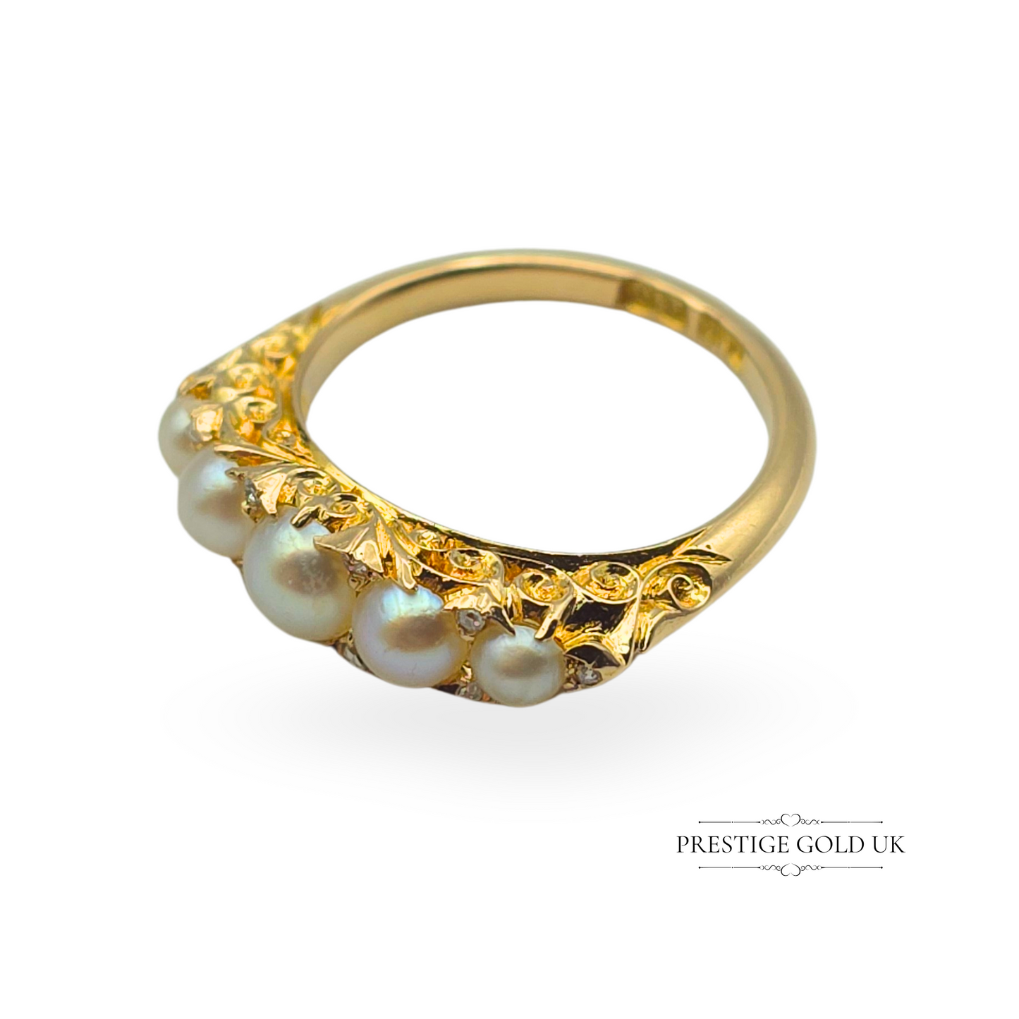 Antique 18ct Gold Pearl and Diamond Ring, Deakin & Francis Of London