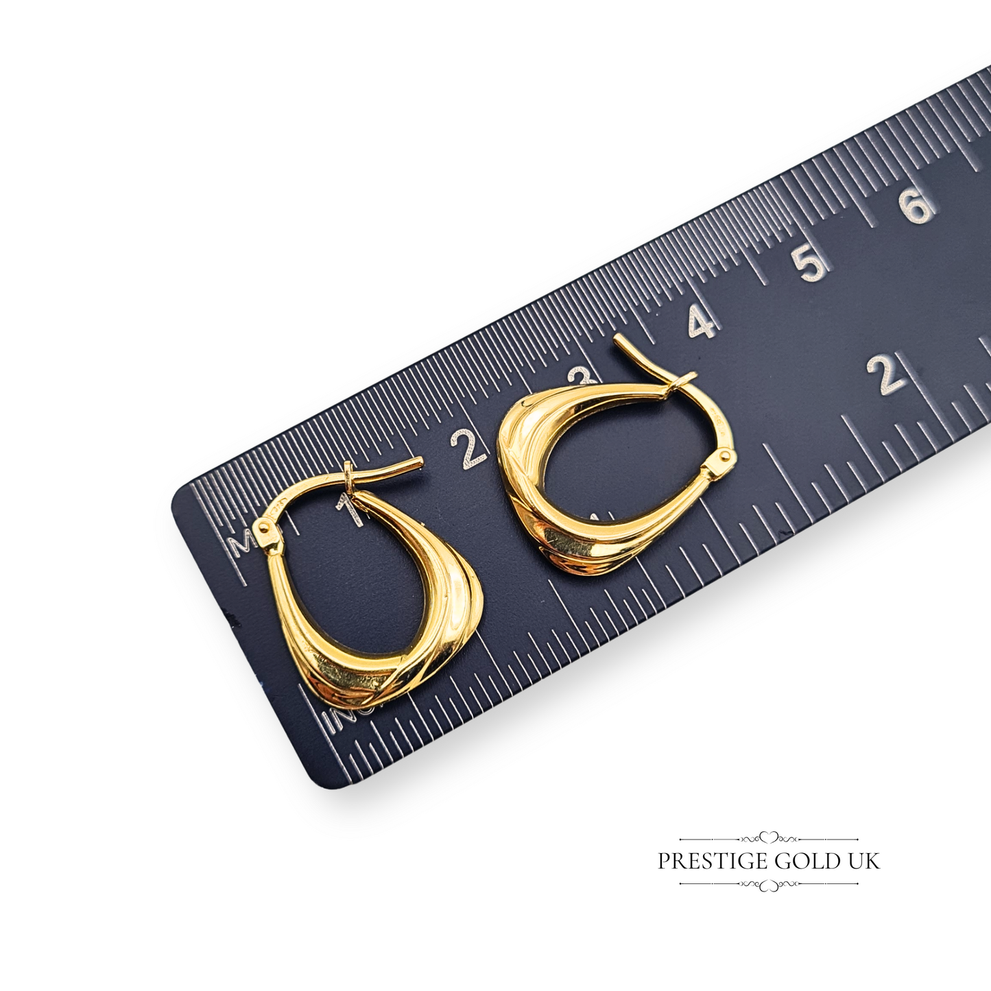 9ct Gold Hoop Earrings, Vintage Square Flat Bottom Hoops