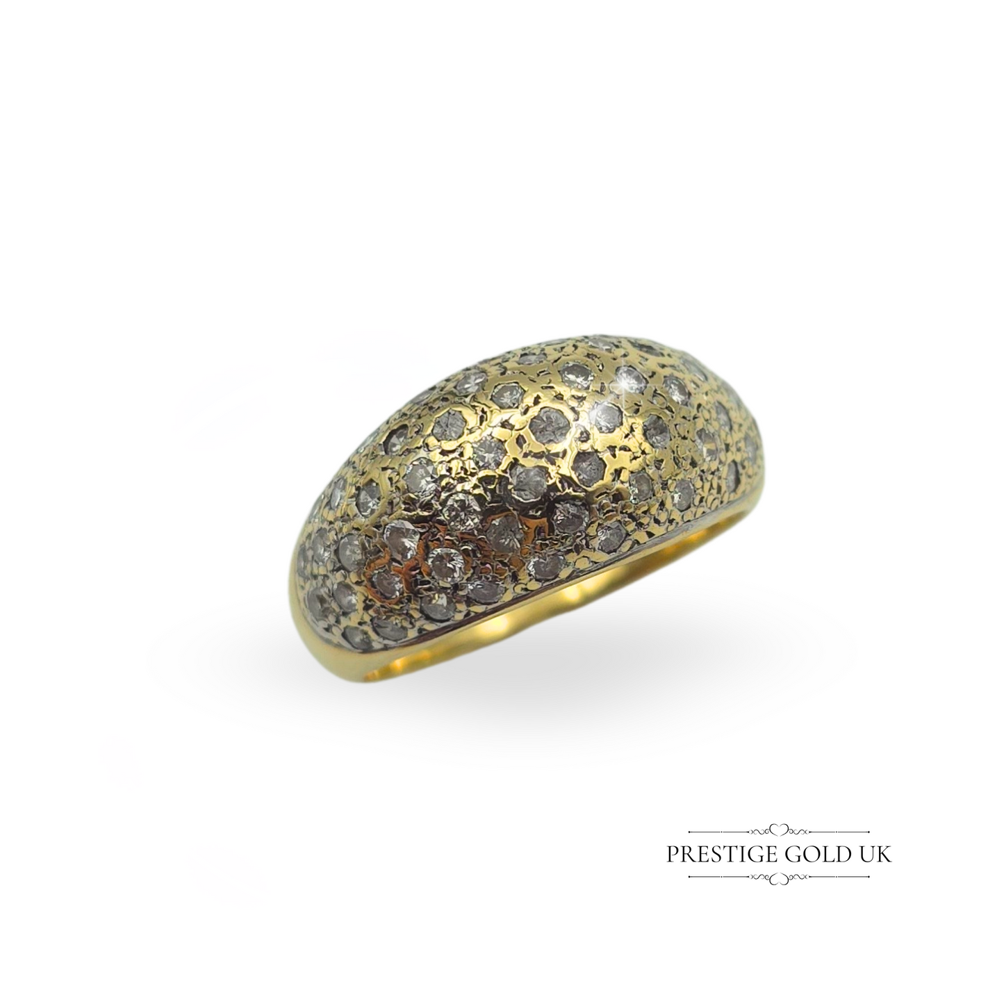 Vintage 18ct Gold Diamond Pavé Ring - Size UK S US 9 Euro 59.5