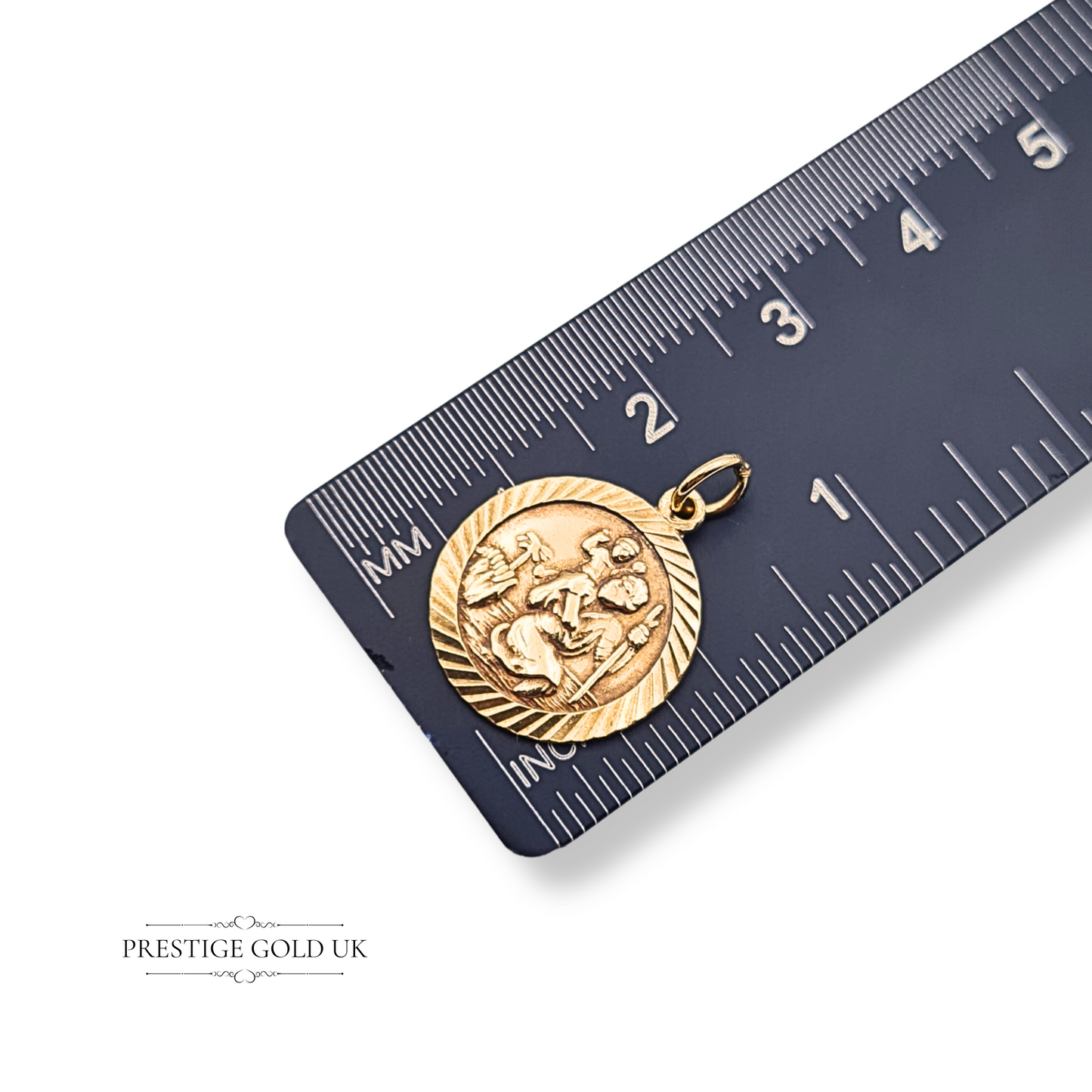 9ct Gold Round St Christopher Pendant Charm, Sheffield 1978