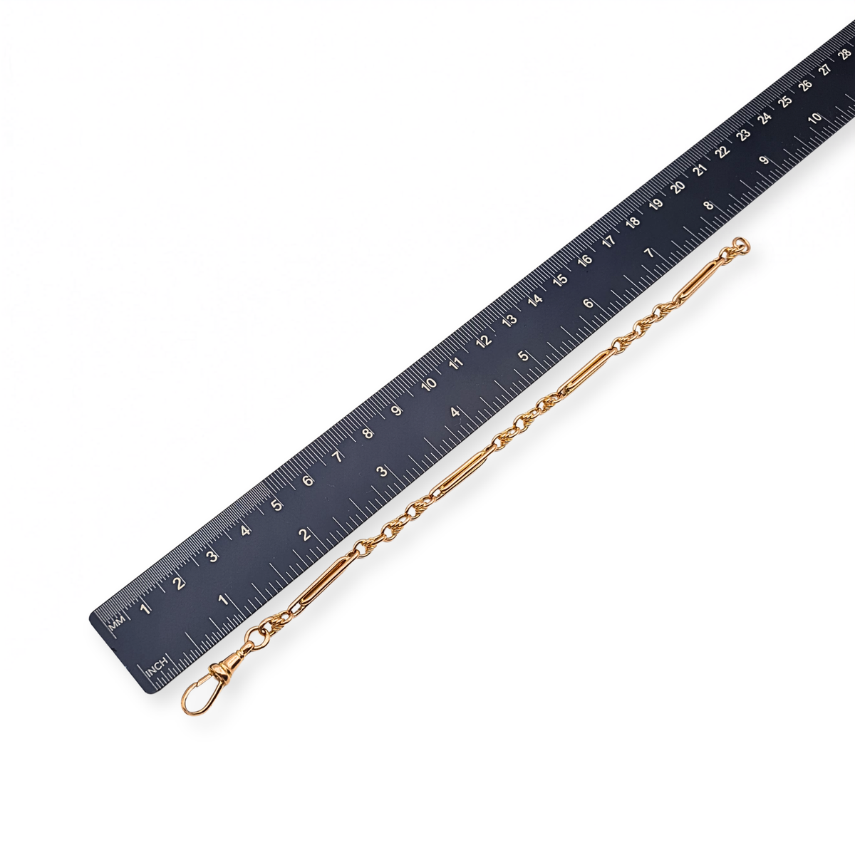 8" Long Rose Gold Albert Bracelet With Trombone Rope Links & Dog Clip .