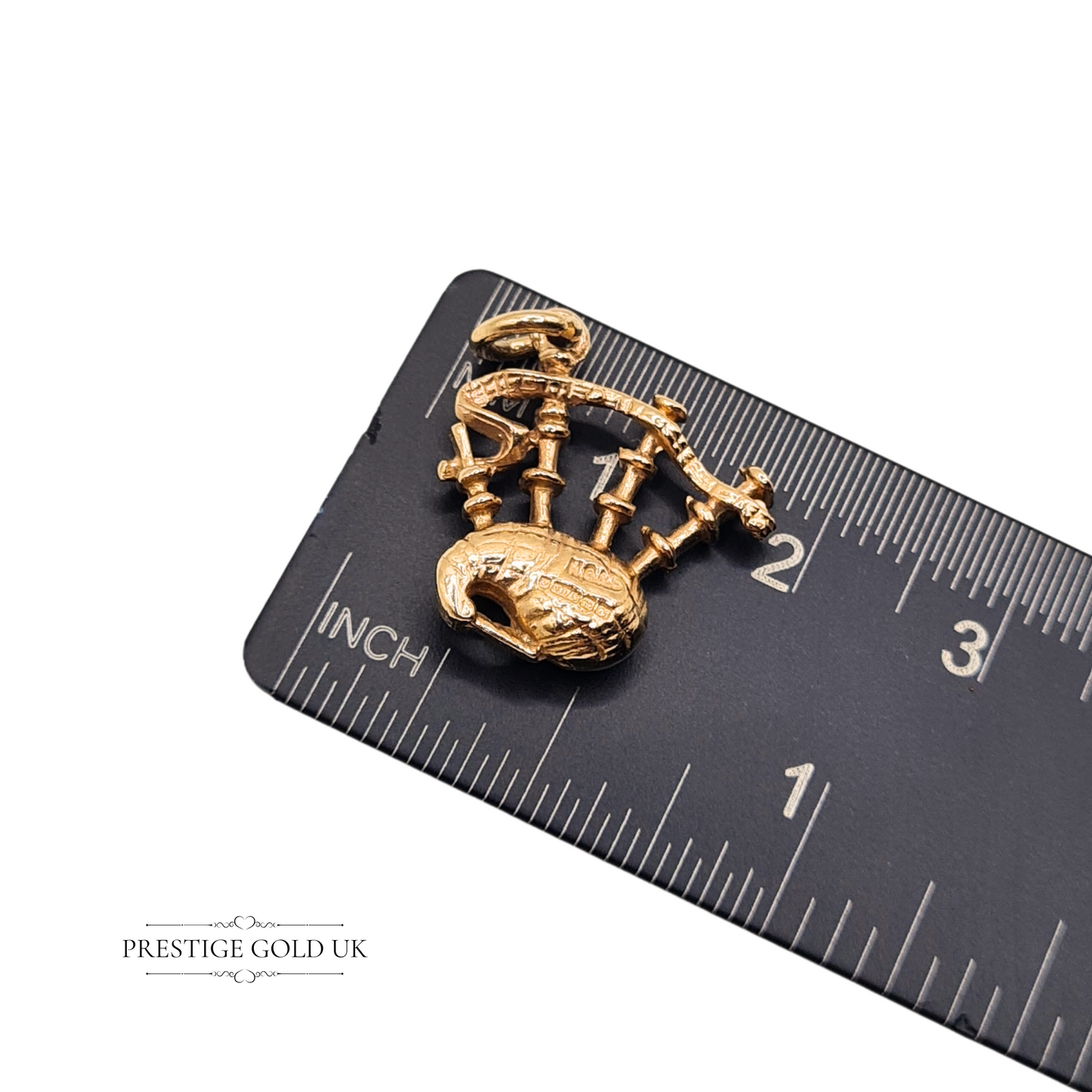 Small 9ct Gold Bagpipes Charm Hallmarked 1963 Scottish Souvenir