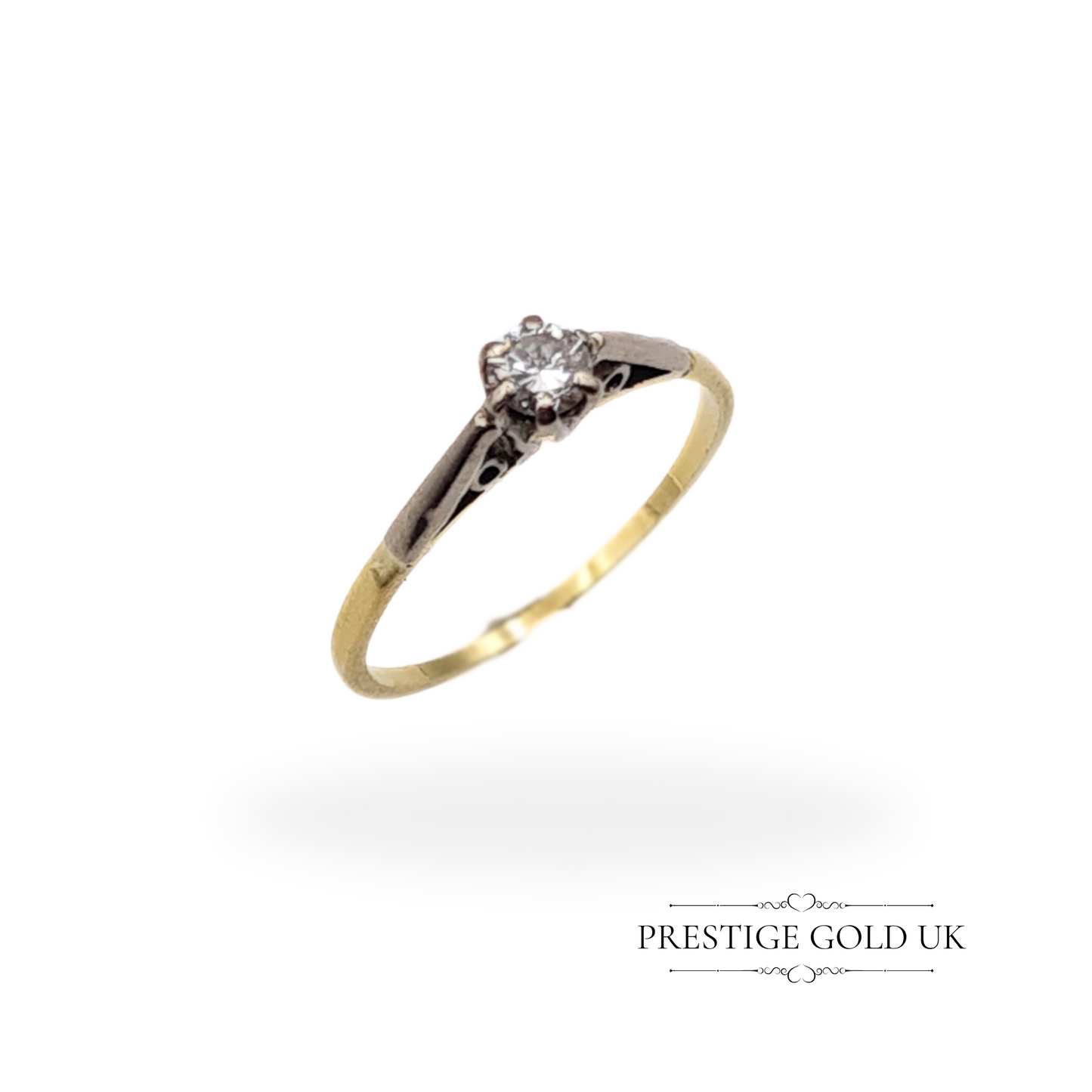 Clearance Item: 18ct White & Yellow Gold Diamond Solitaire Ring - UK J US 5 Euro 49