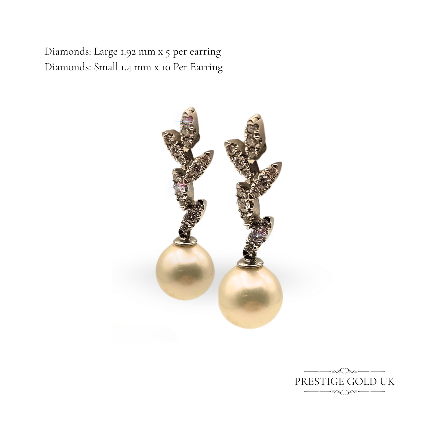 18ct White Gold Pearl Diamond Drop Earrings, 750 White Gold, Circa 1990