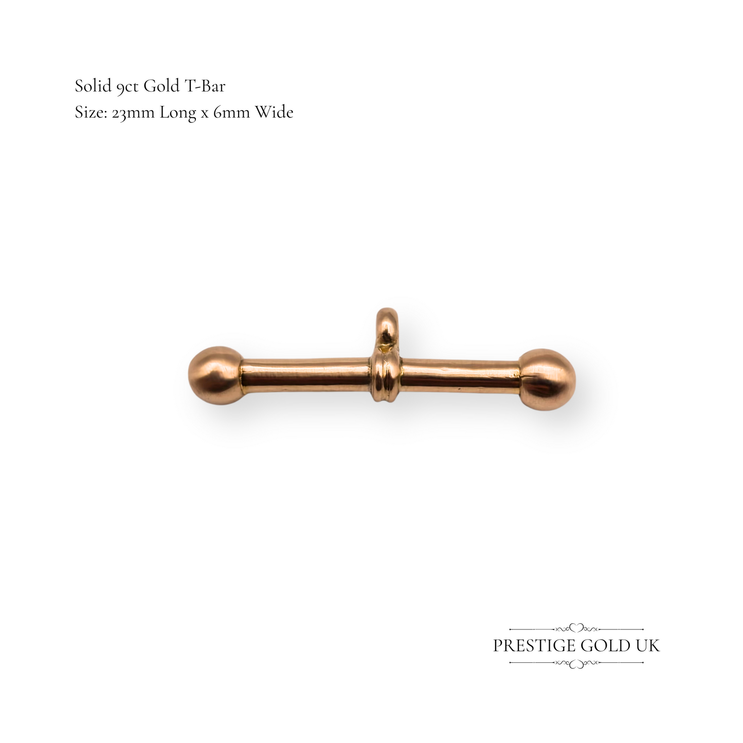 9ct Rose Gold T-Bar Pendant, Ball-Ended T Bar, Albert Chains or Necklaces
