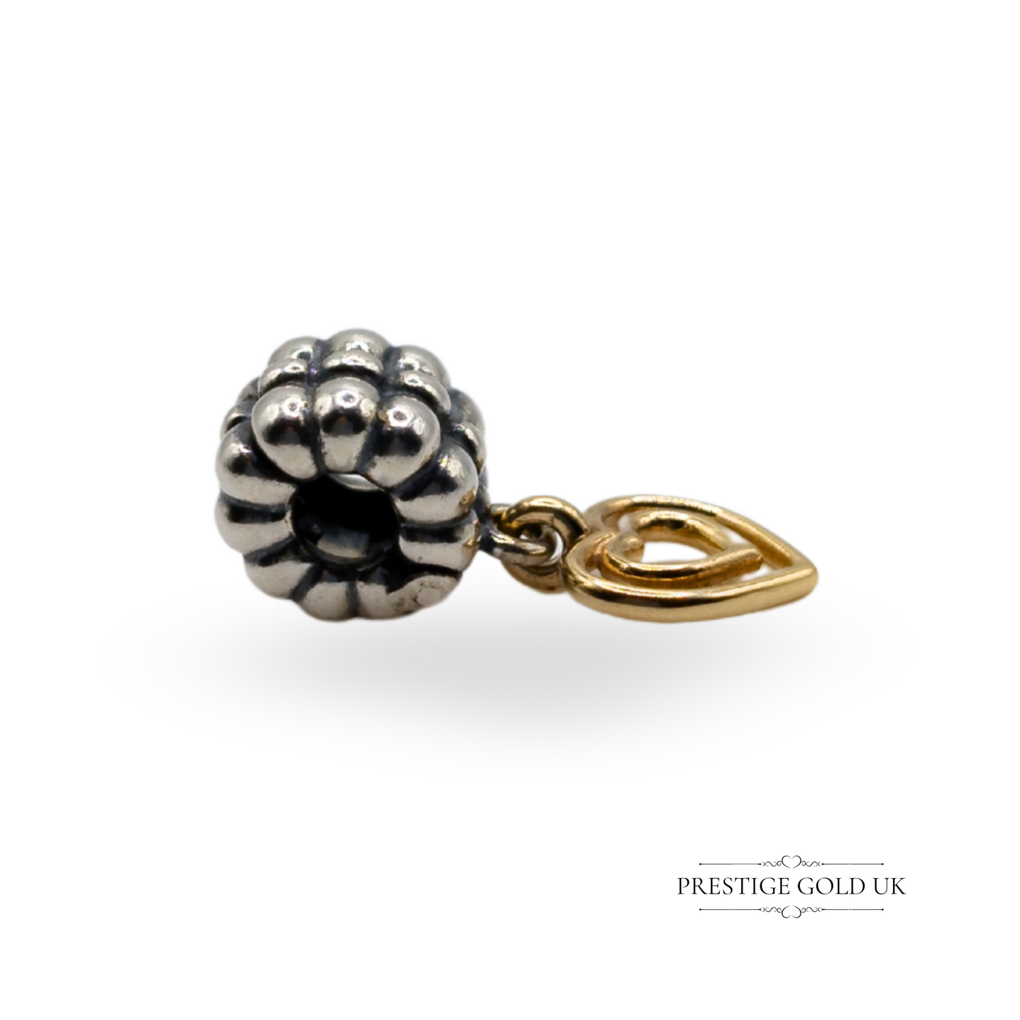 Authentic Retired Pandora Heart of Hearts Silver Charm With 14K Gold Hearts 925 ALE 790987
