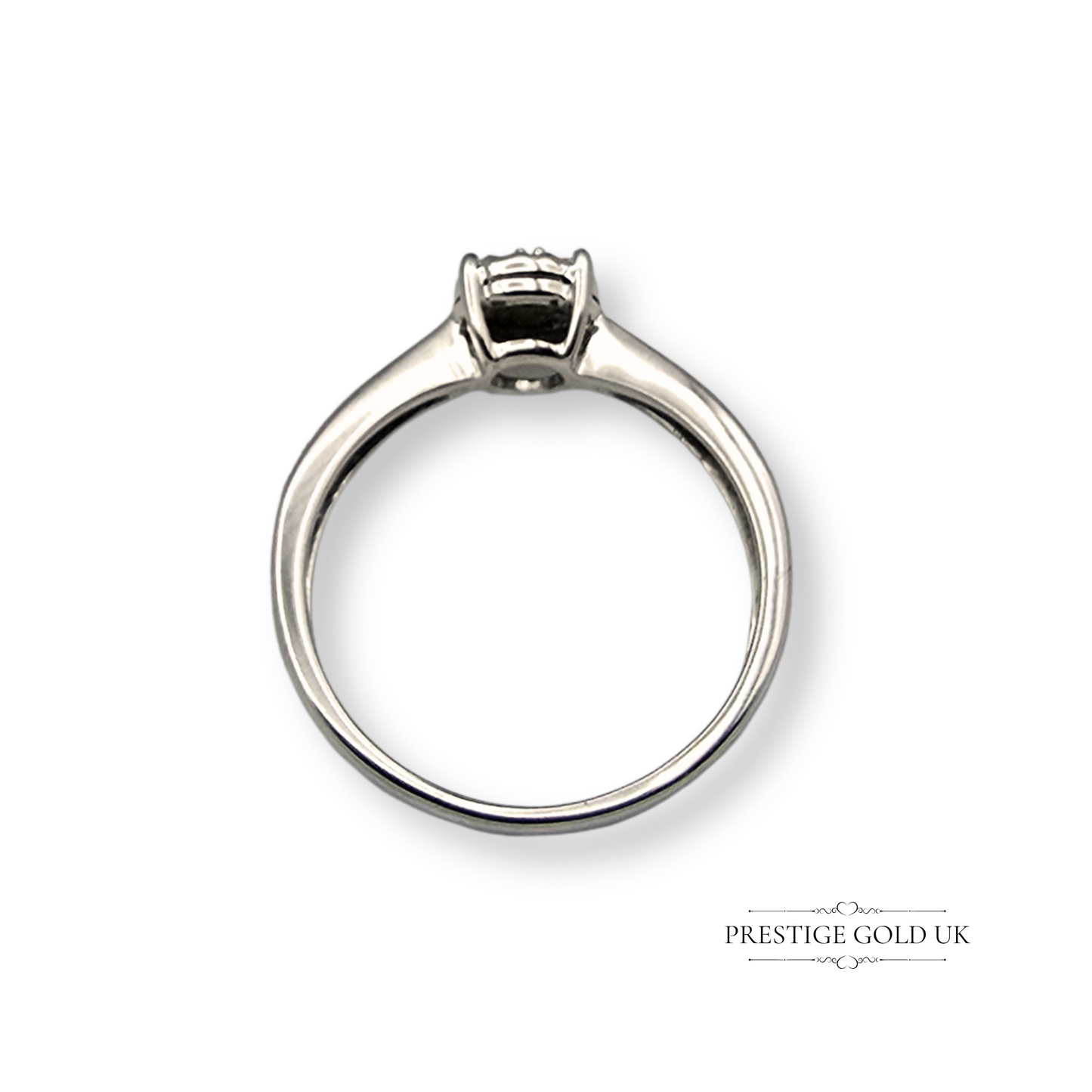 9ct White Gold Diamond Engagement Ring, illusion Set Diamonds UK M - US 6 1/4