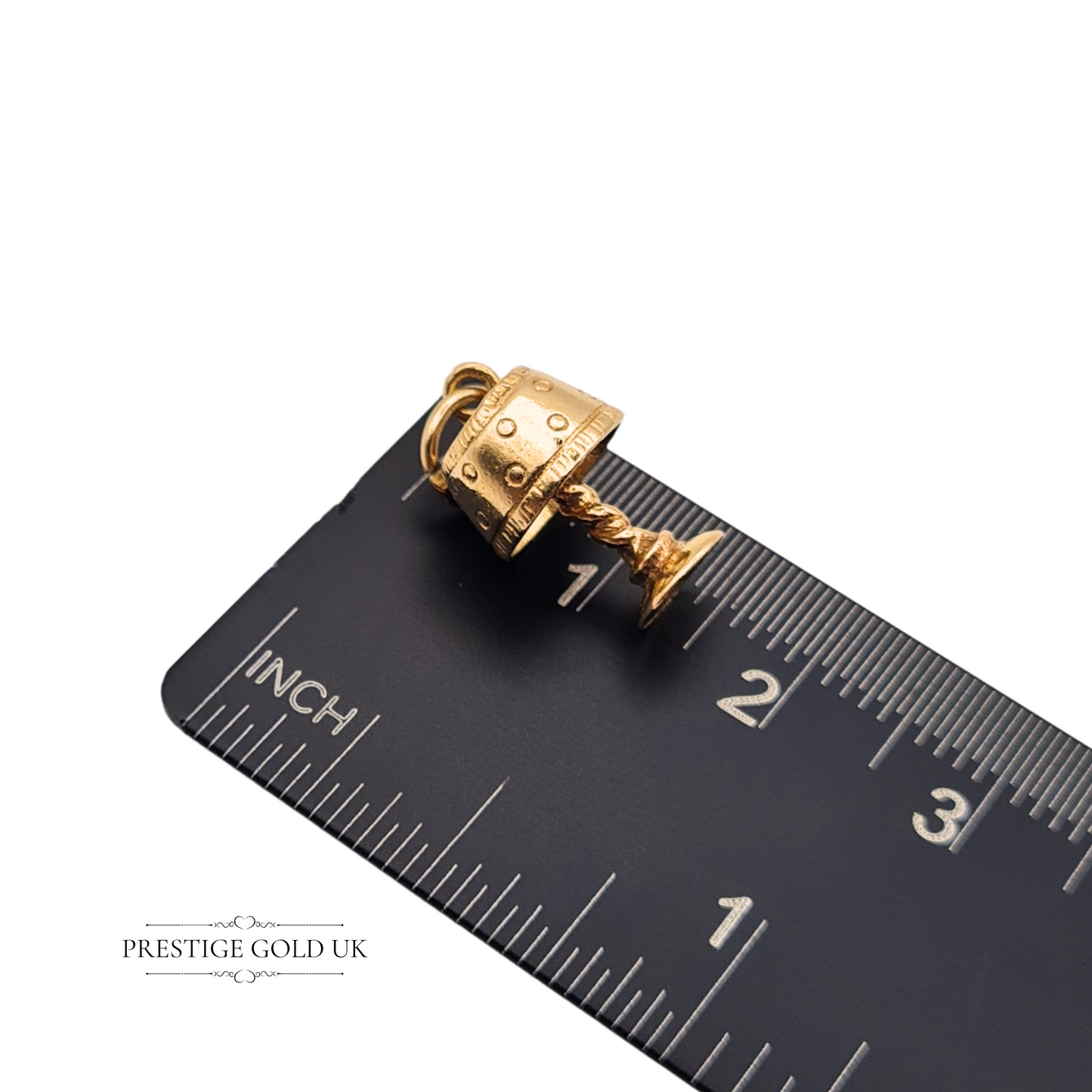 Small 9ct Gold Lamp Charm, Tiny Twisted Stem Solid Gold Miniature Lamp