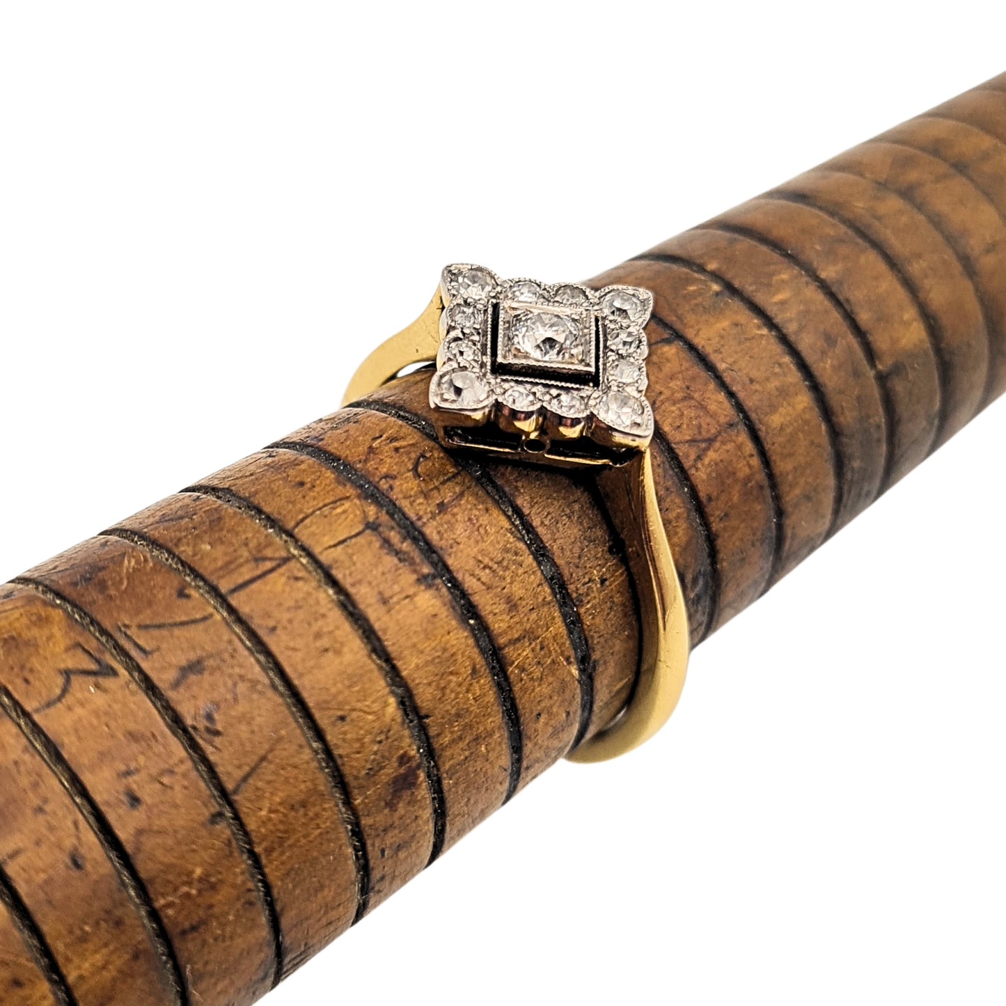 18ct Gold Art Deco Diamond Cluster Ring UK P1/2 US 7.75