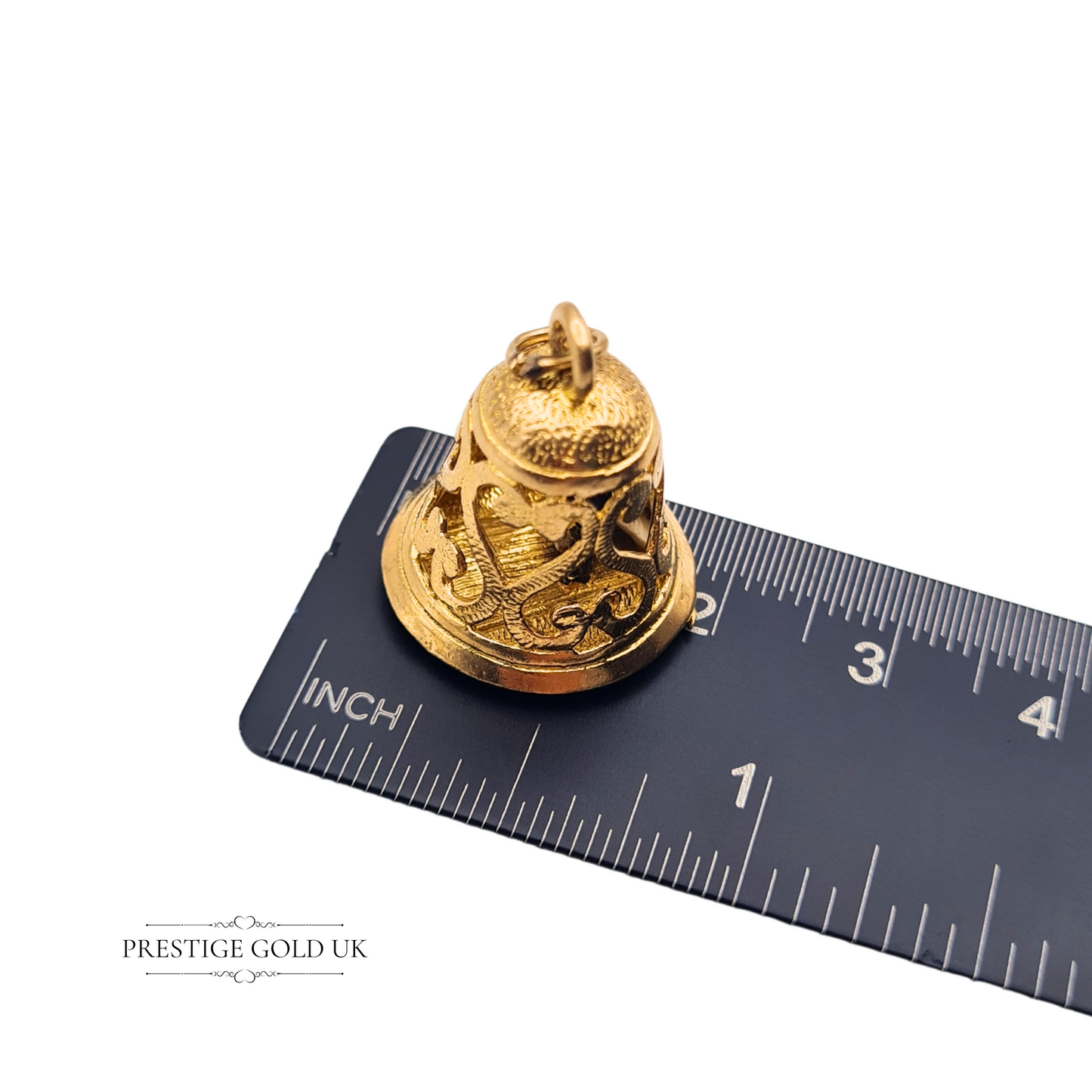 Large 9ct Gold Opening Wedding Bell Charm With Bride & Groom