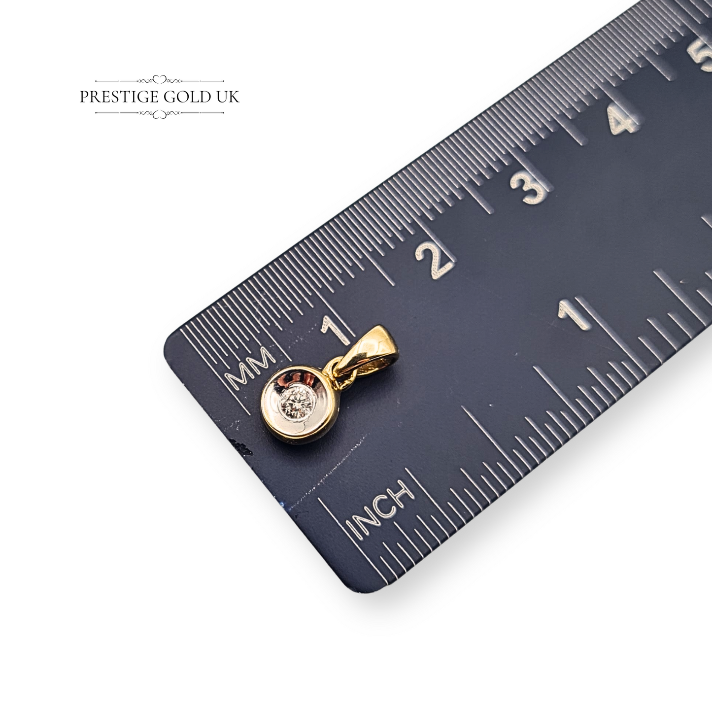 9ct Yellow & White Gold Pendant With Central Round Diamond