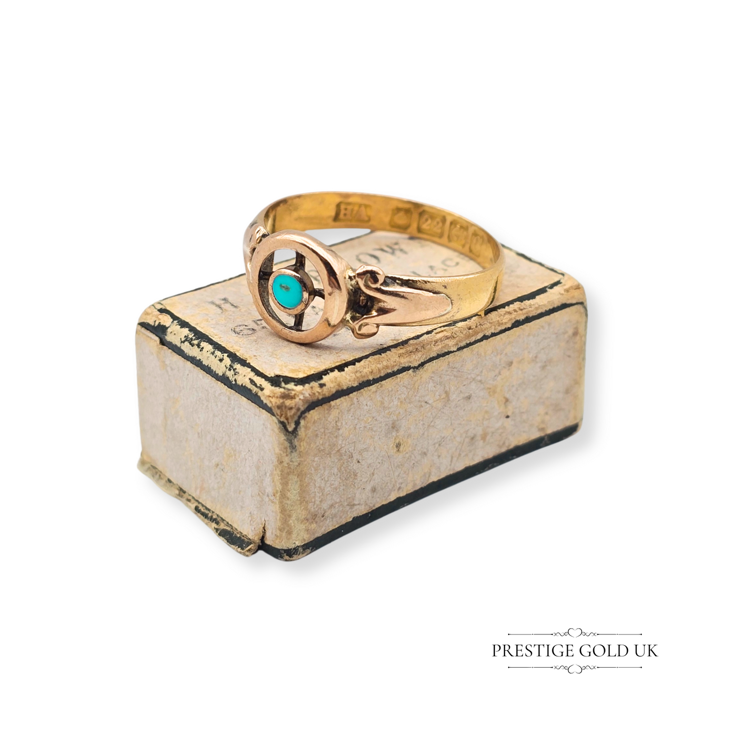 22ct Gold Turquoise Solitaire Ring, Fully Hallmarked Birmingham 1902