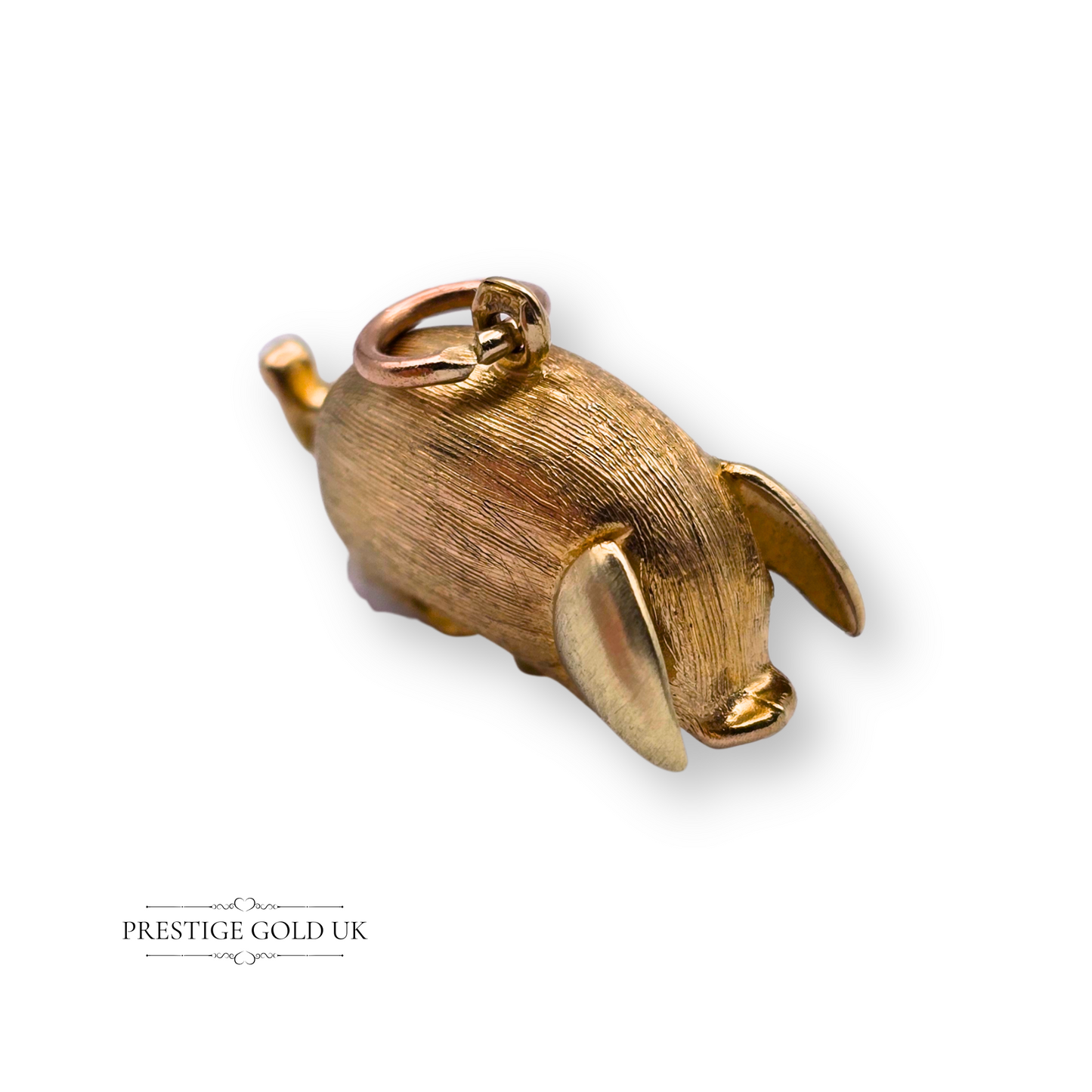 9ct Gold Pig Charm, Detailed Design, Gloucestershire Old Spots Pendant