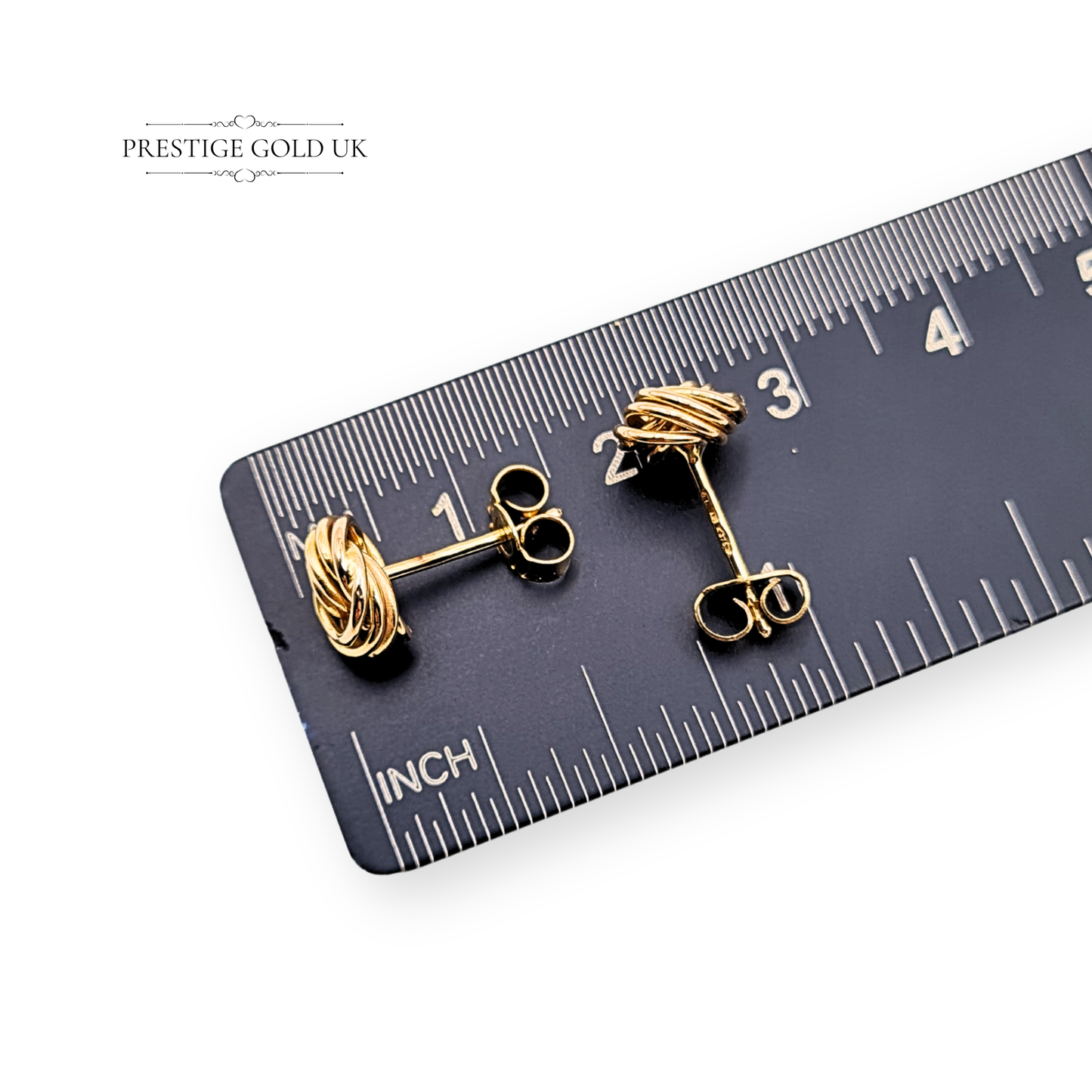 9ct Gold Knot Stud Earrings, Vintage Woolmark Knot Earrings With Butterfly Backs