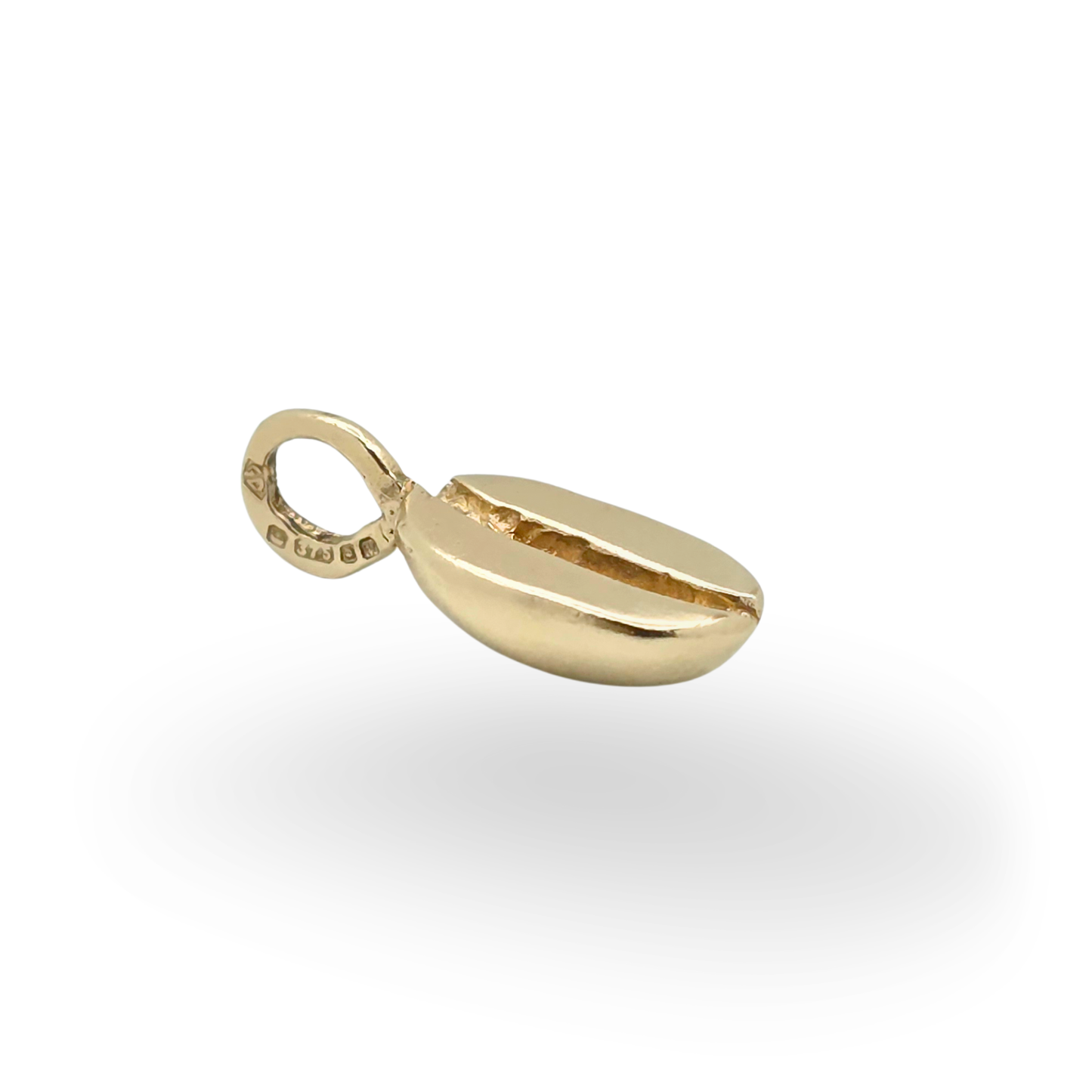 Solid Gold Coffee Bean Charm Pendant, Cast Real Coffee Bean