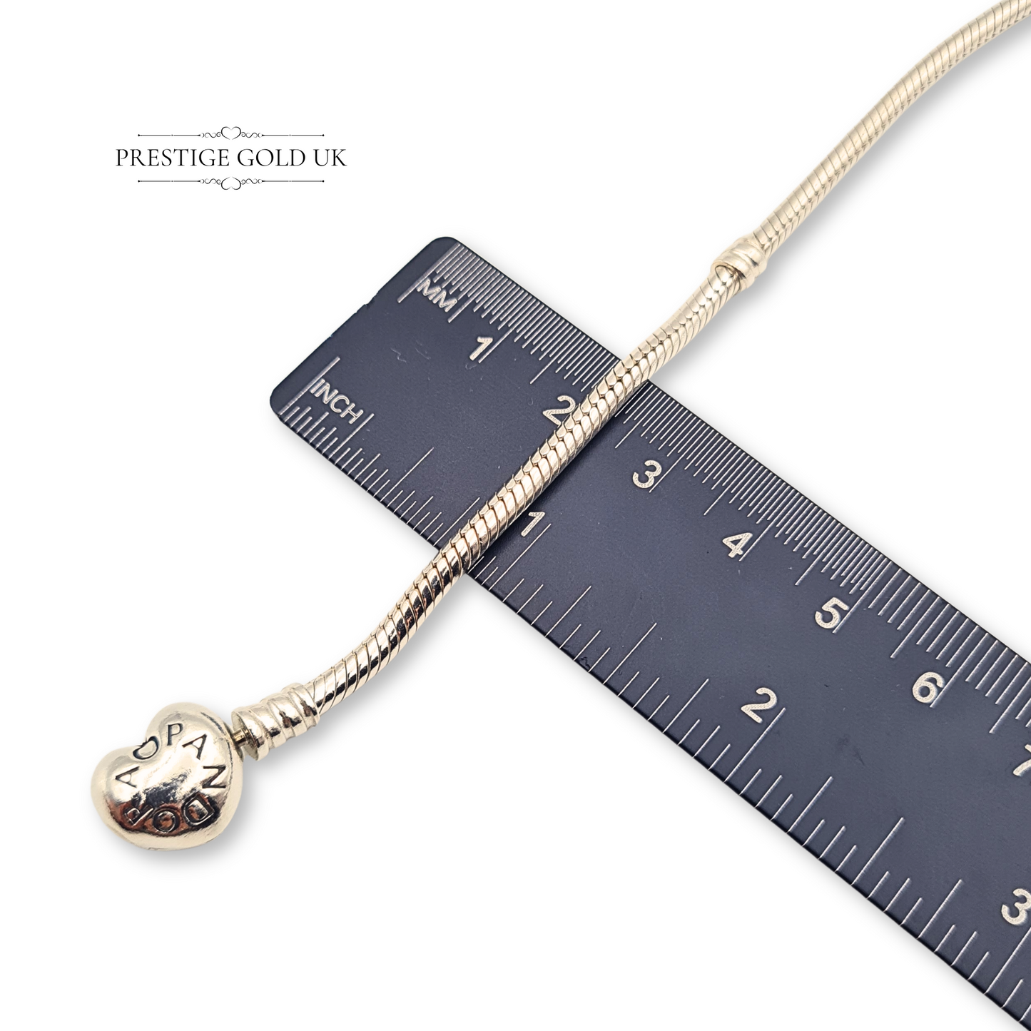 Pandora Silver Heart Snake Charm Bracelet 7.5" ALE 925