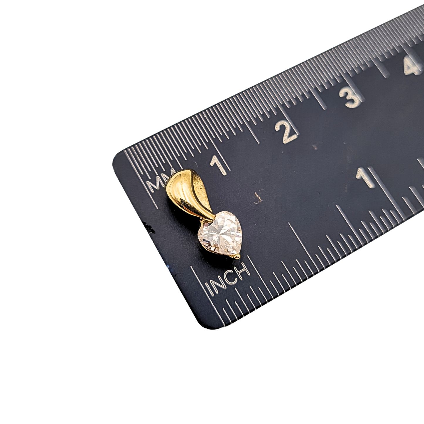 9ct Gold Heart CZ Pendant, Stamped 375, Dainty Love Charm