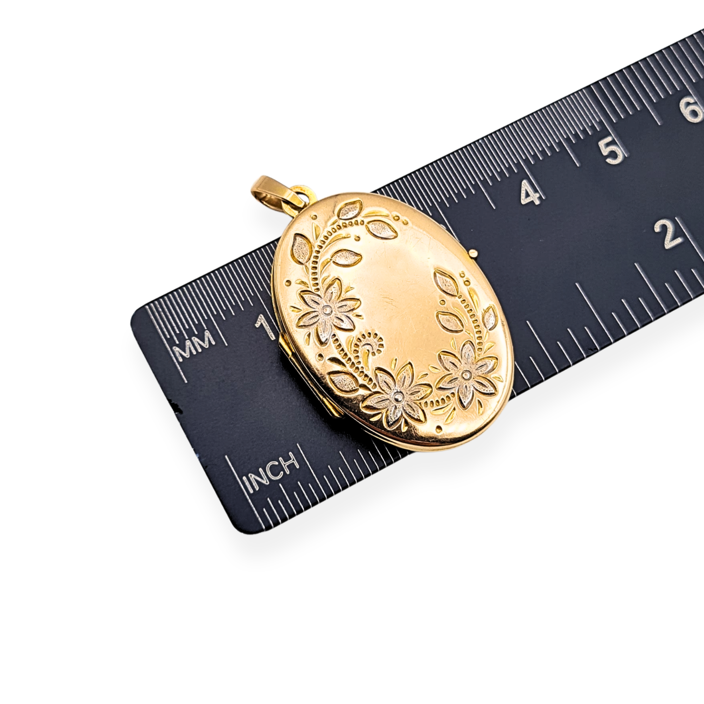Large 9ct Gold Floral Oval Locket, Solid, Hallmarked