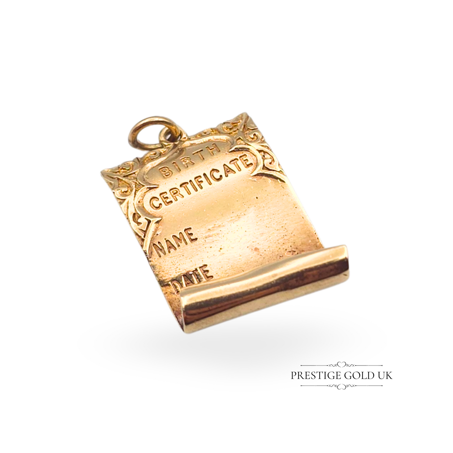 1960s Vintage Solid Gold Birth Certificate Charm