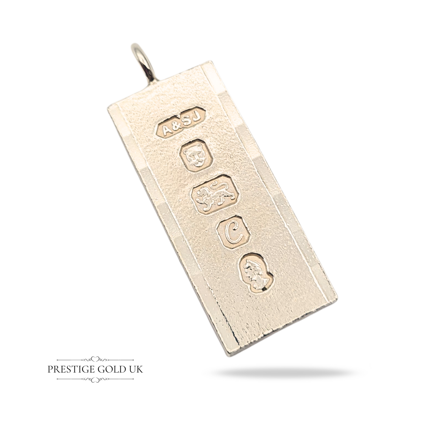 925 Silver Ingot Pendant London 1977 Faceted 30g Large Ingot