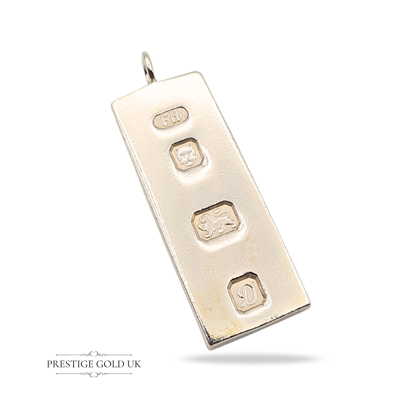 925 Sterling Silver Large Ingot Pendant, Fully Hallmarked 1978