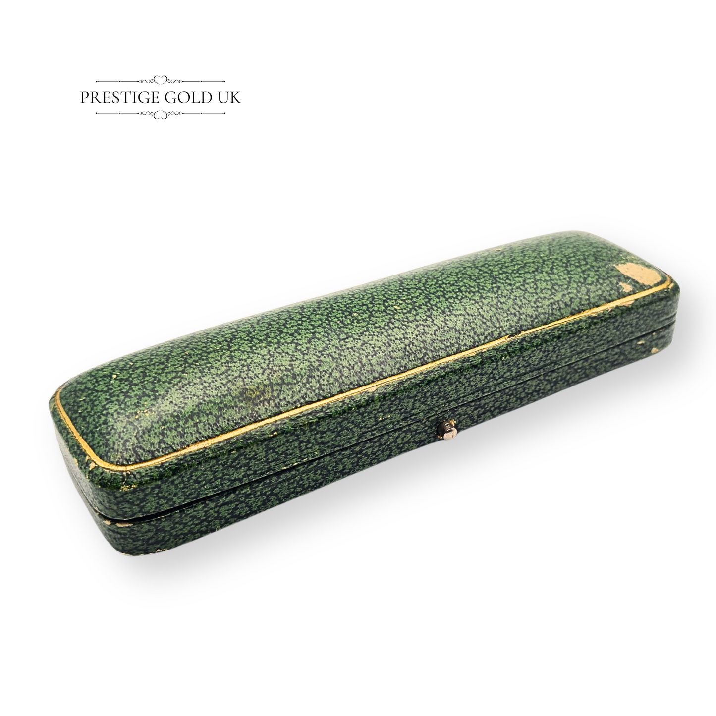 Vintage Green Cufflink Box, Gold Trim, 120mm x 35mm