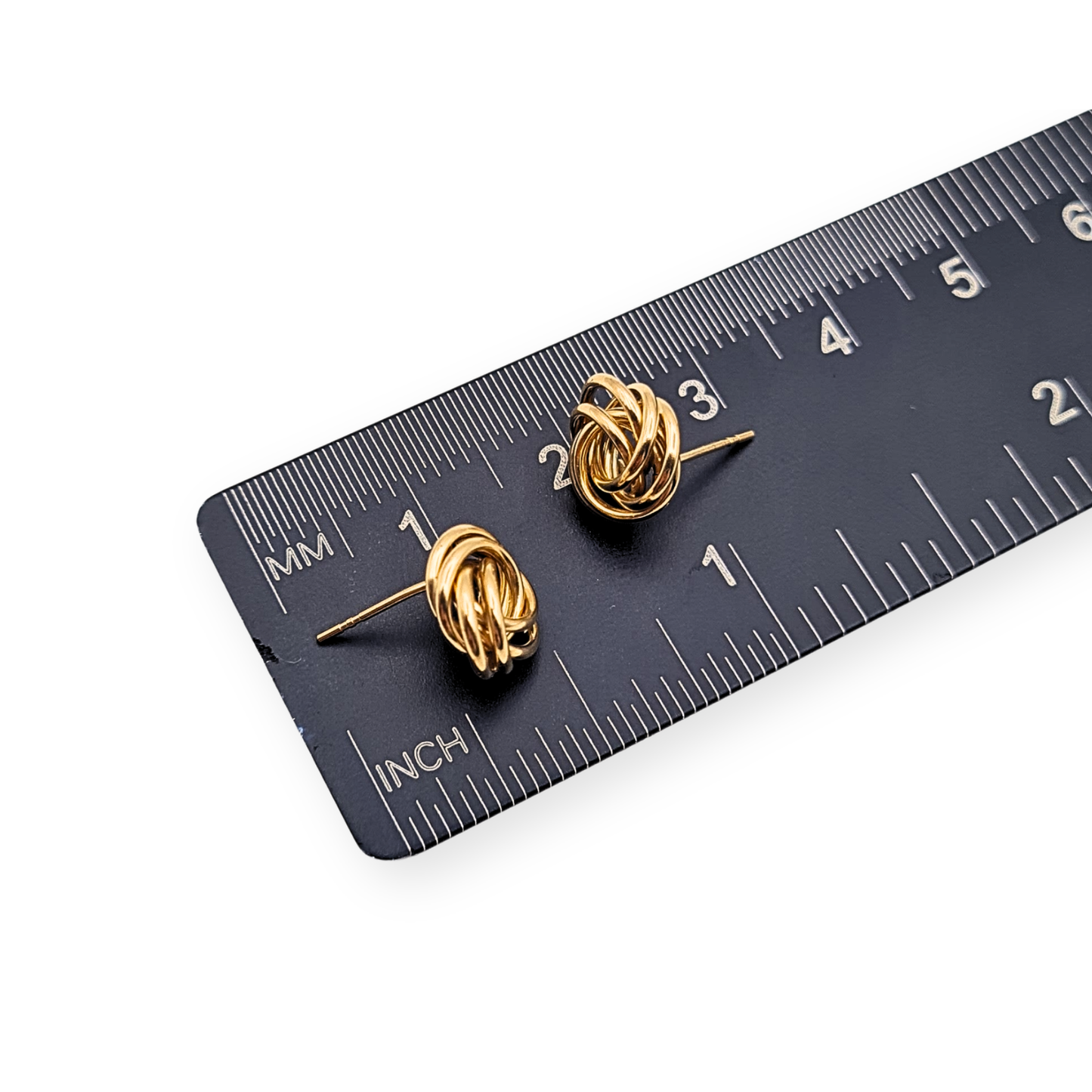 9ct Yellow Gold Knot Stud Earrings 9mm Fully Tested