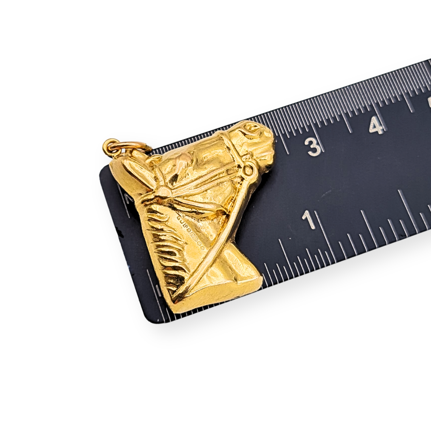 Large 9ct Gold Horse Head Pendant, London 1971, Hollow Puffy Design