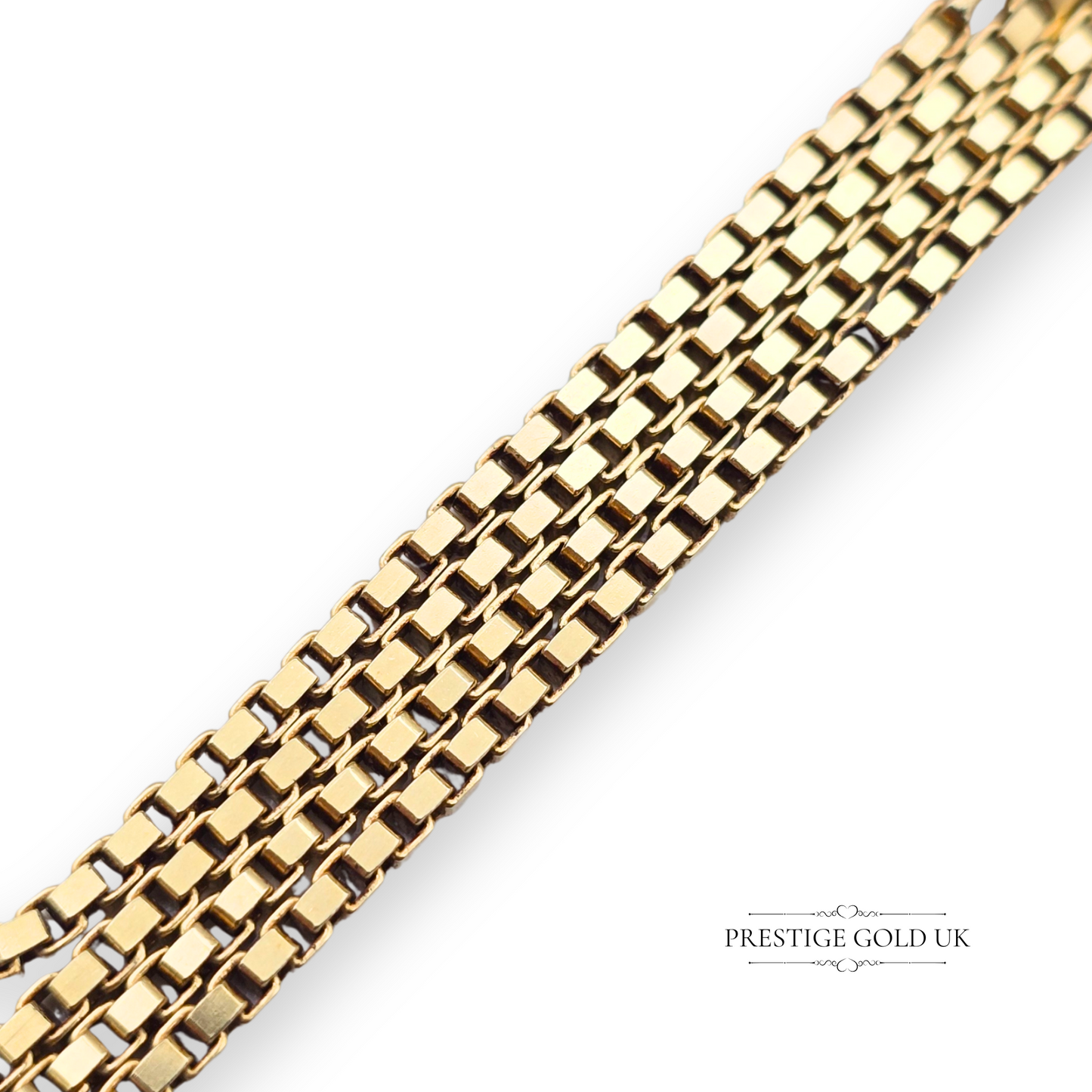 Short 9ct Gold Box Chain Necklace, Chunky Wide Link 15" Long Choker Chain