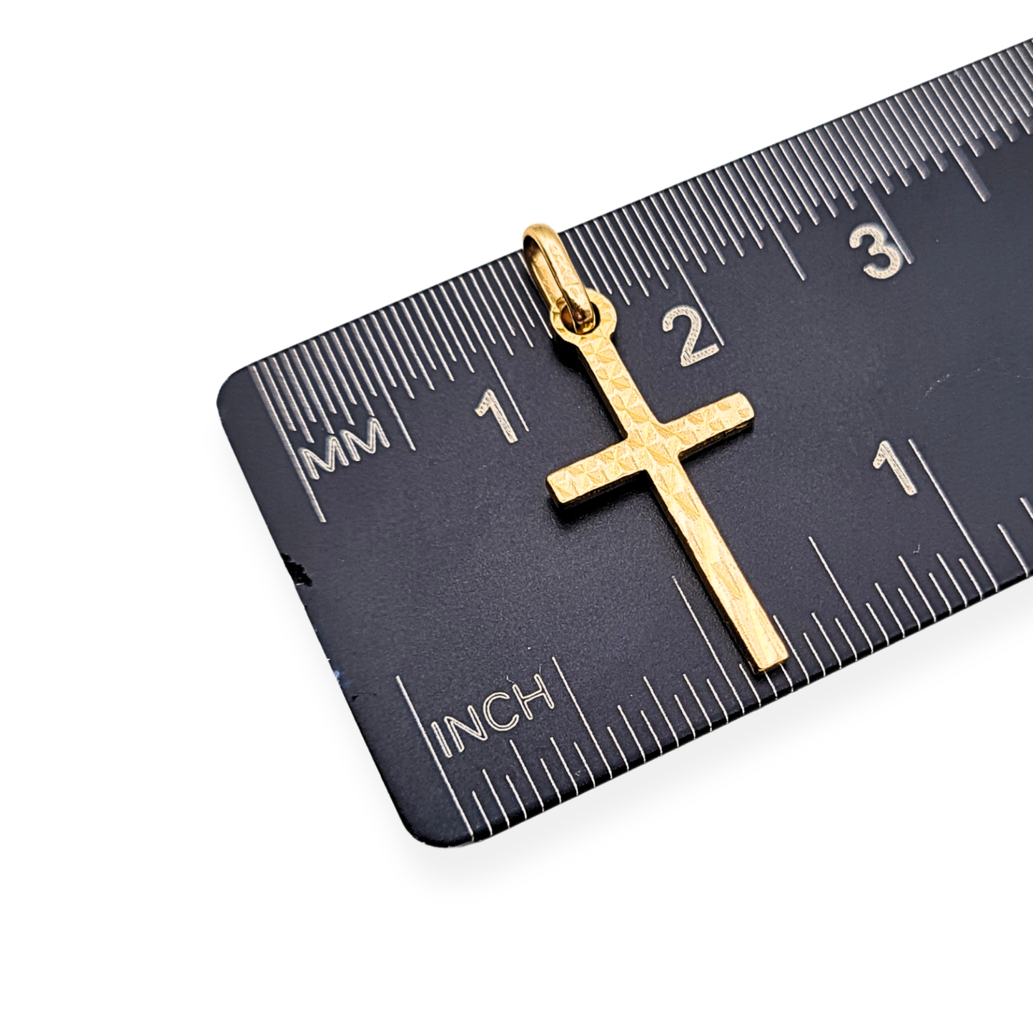 9ct Gold Cross Pendant, Textured Crucifix Solid Gold