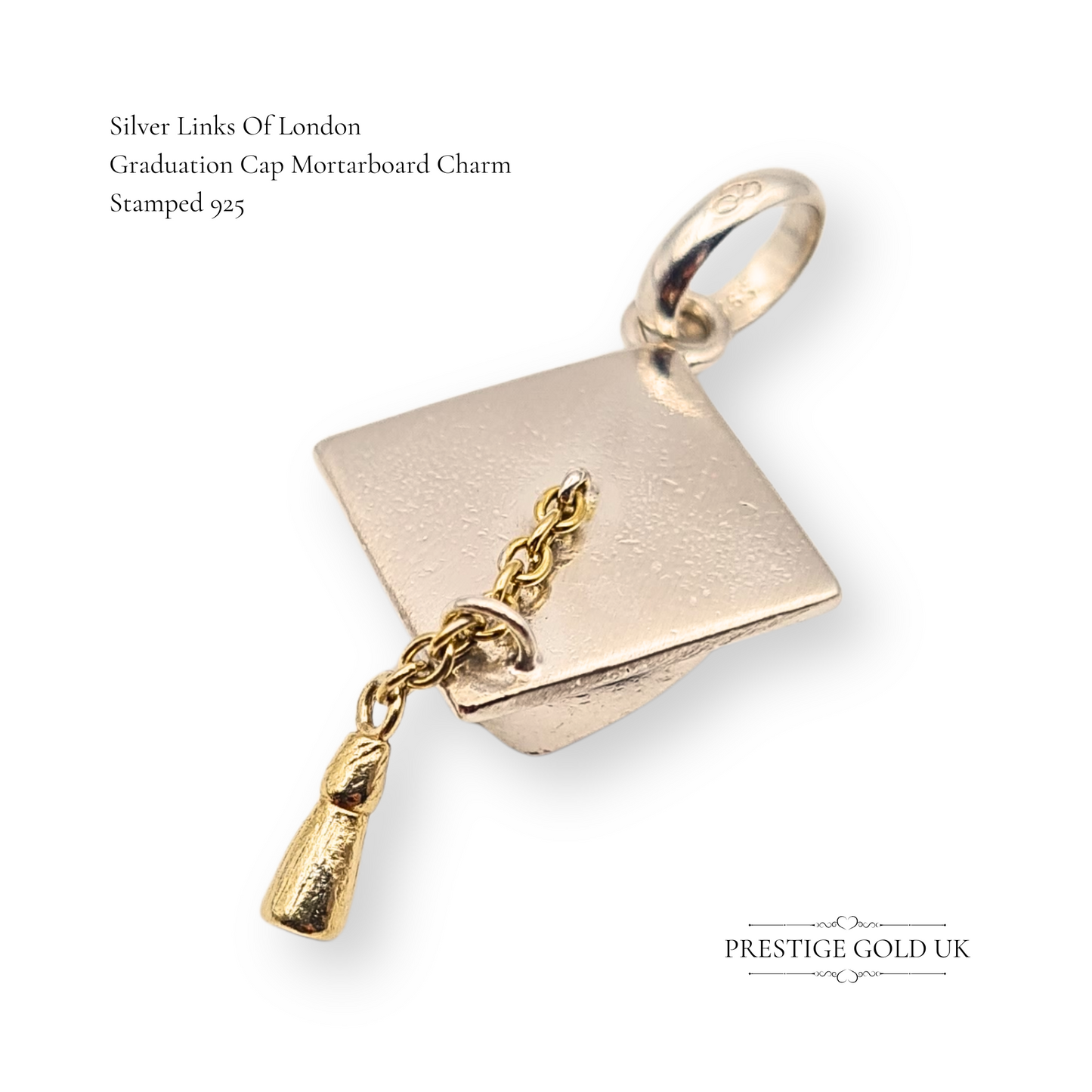 Links of London Silver Graduation Cap Charm, 925 Mortarboard With Tassel