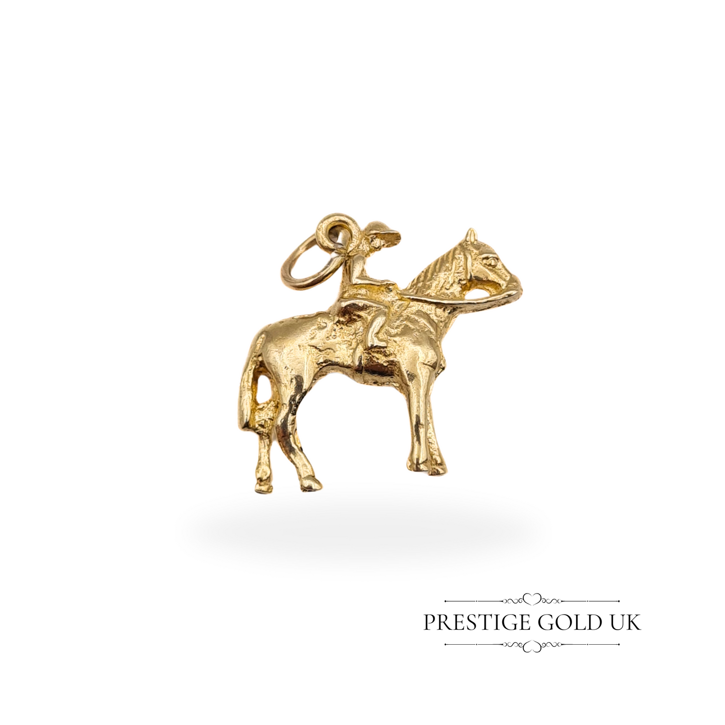 Vintage 9ct Solid Gold Race Horse Charm, Fully Hallmarked London 1975