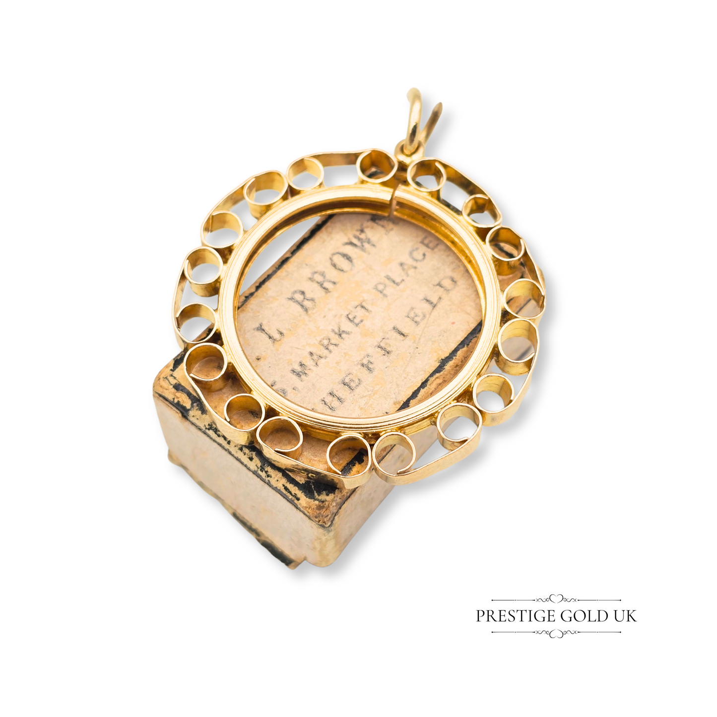 Large 9ct Gold Full Sovereign Coin Holder Pendant, Scroll Edge Coin Bezel