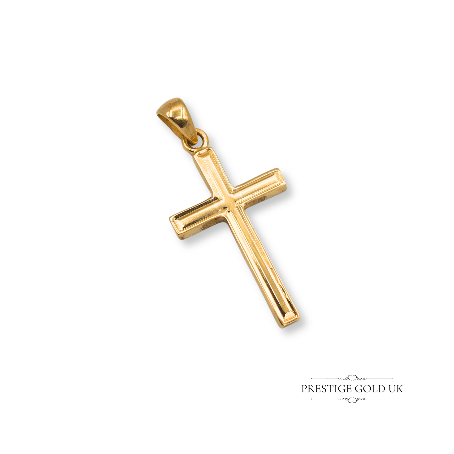 9ct Gold Cross Pendant, Medium Size Vintage Embossed Christian Crucifix