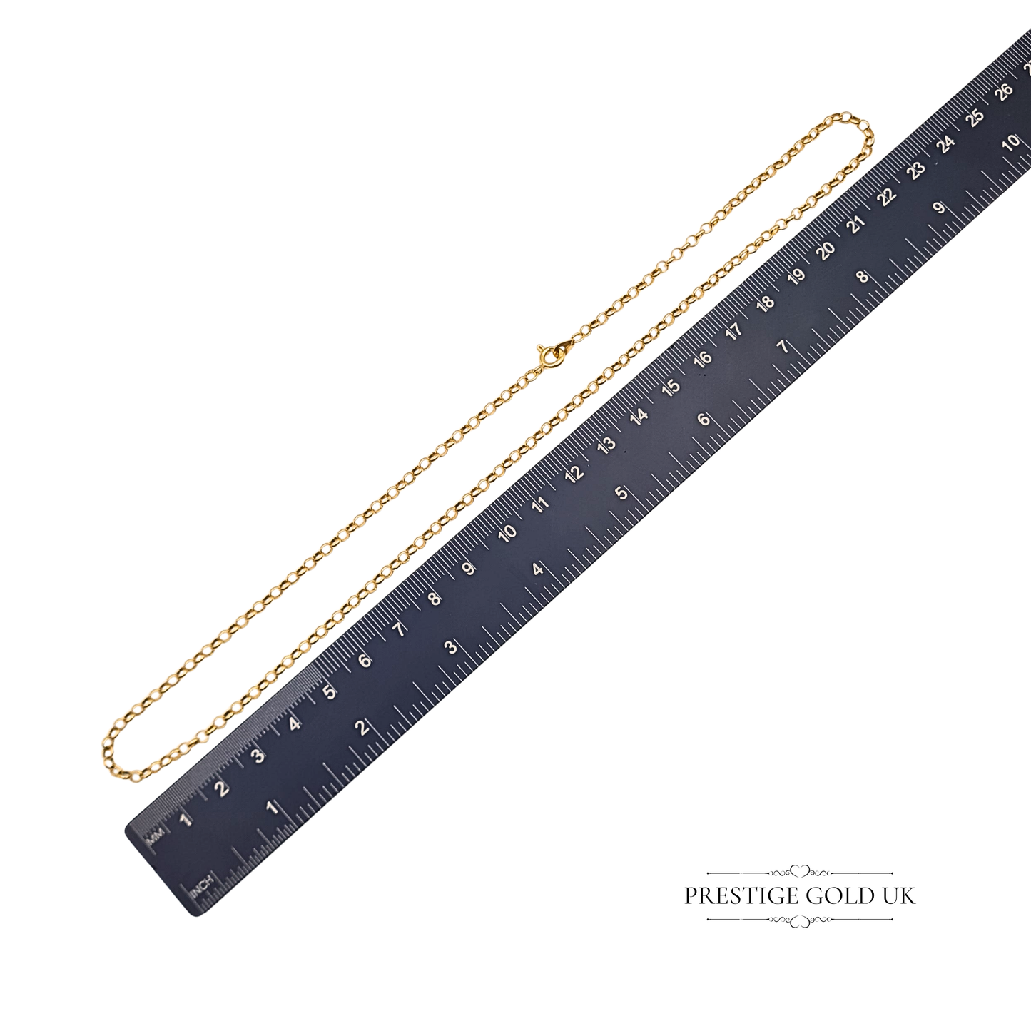 18" 9ct Gold Belcher Chain Necklace, Unisex Rolo Chain