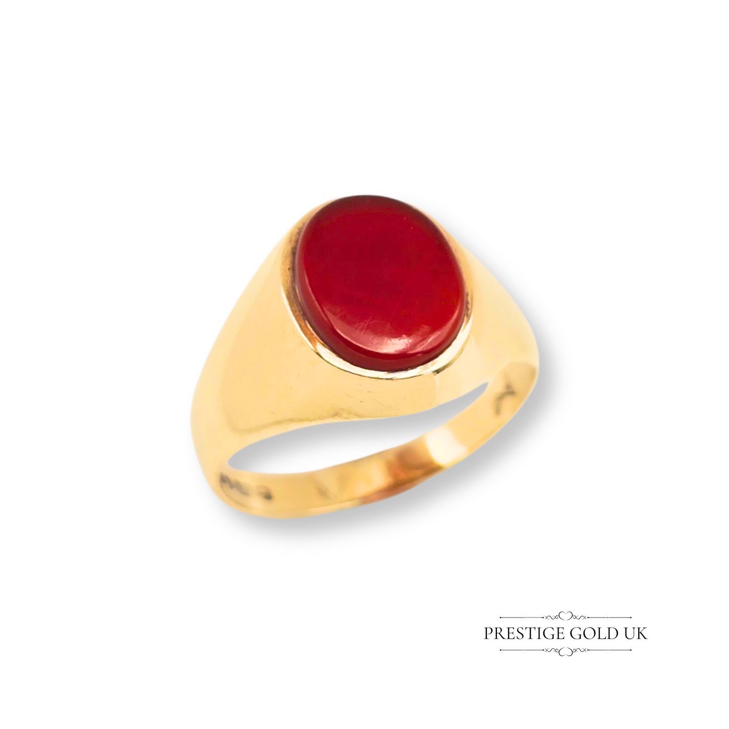 Tiny 9ct Gold Carnelian Signet Ring, Hallmarked London 1975, UK K 1/2 US 5 1/2