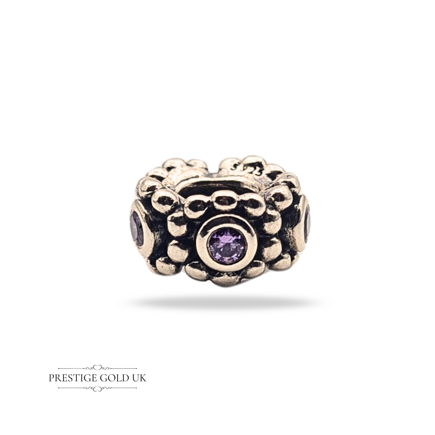 925 ALE Pandora Her Majesty pink CZ charm, sterling silver, 5mm wide, 1.85g, authentic 791122PCZ bead, screw style charm
