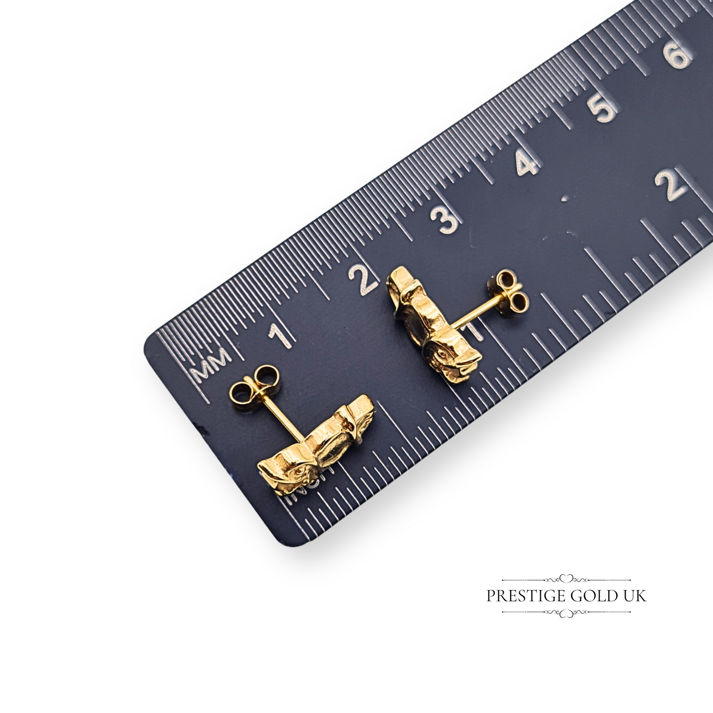 9ct Gold Owl Stud Earrings, Hollow Lightweight Design With Butterfly Backs