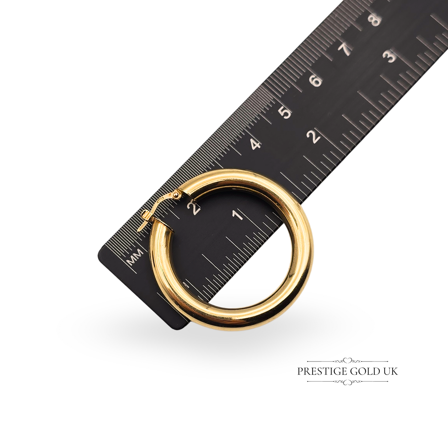9ct Gold Large Hoop Earrings, Hollow Lightweight Design Chubby Gold Donut Hoops