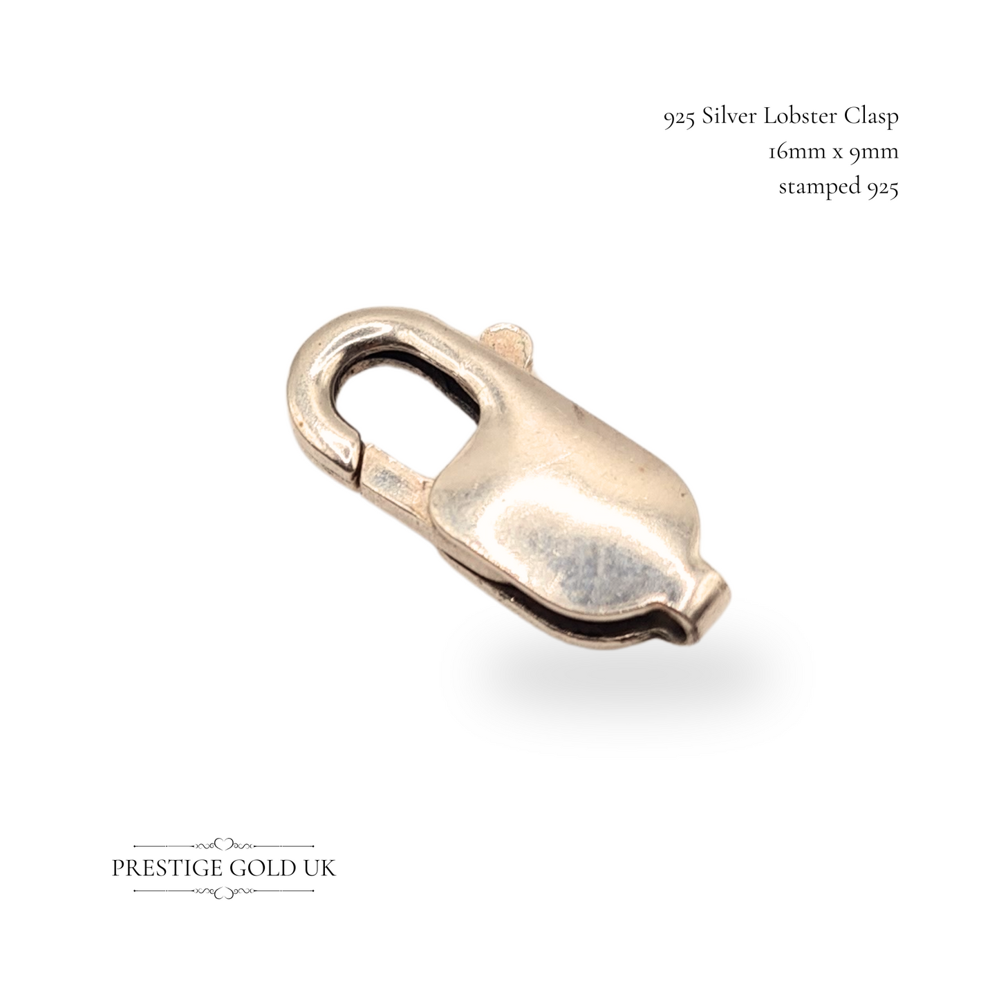 925 Silver Lobster Clasp, Secure Fastener for Chains & Bracelets