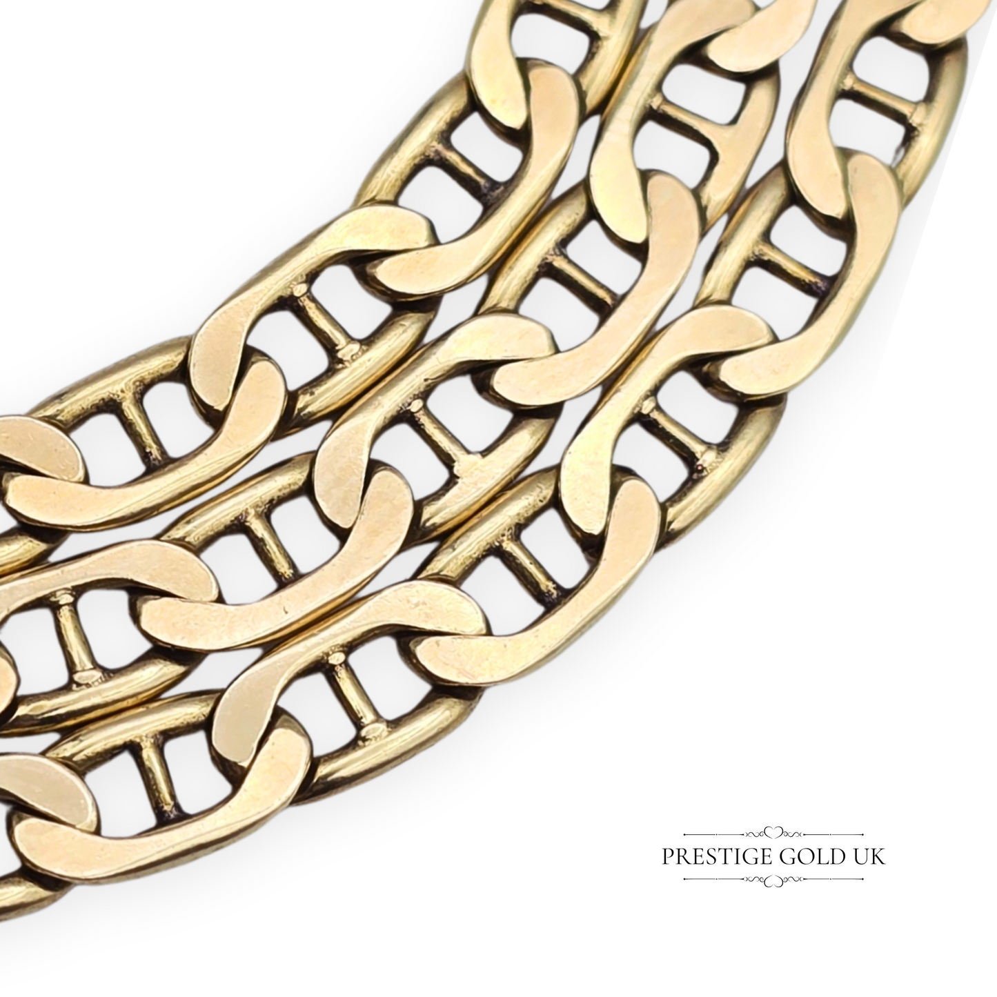 20 1/2" Long Large 9ct Heavy Gold Anchor Chain Necklace Lobster Clasp