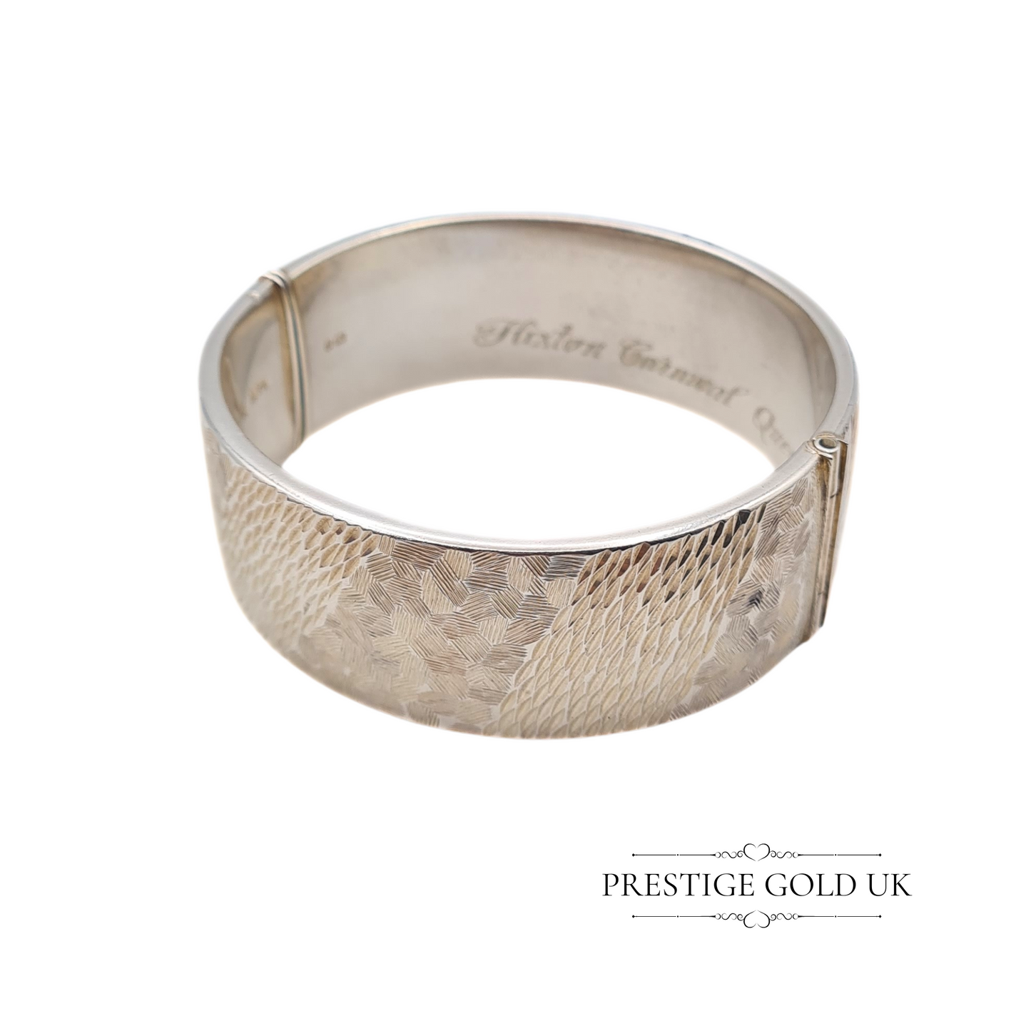 7 " Vintage 925 Sterling Silver Textured Bangle, Fully Hallmarked