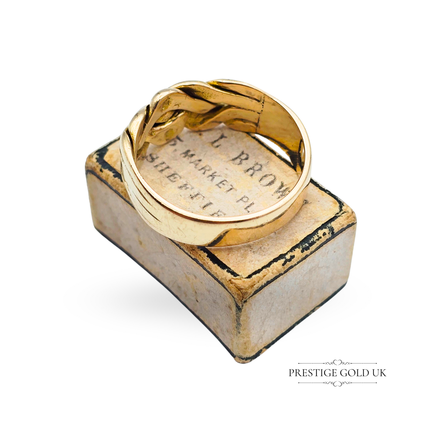 9ct Gold Puzzle Knot Ring, Fixed Back Twist Design, UK R / US 8.25 Woven Band