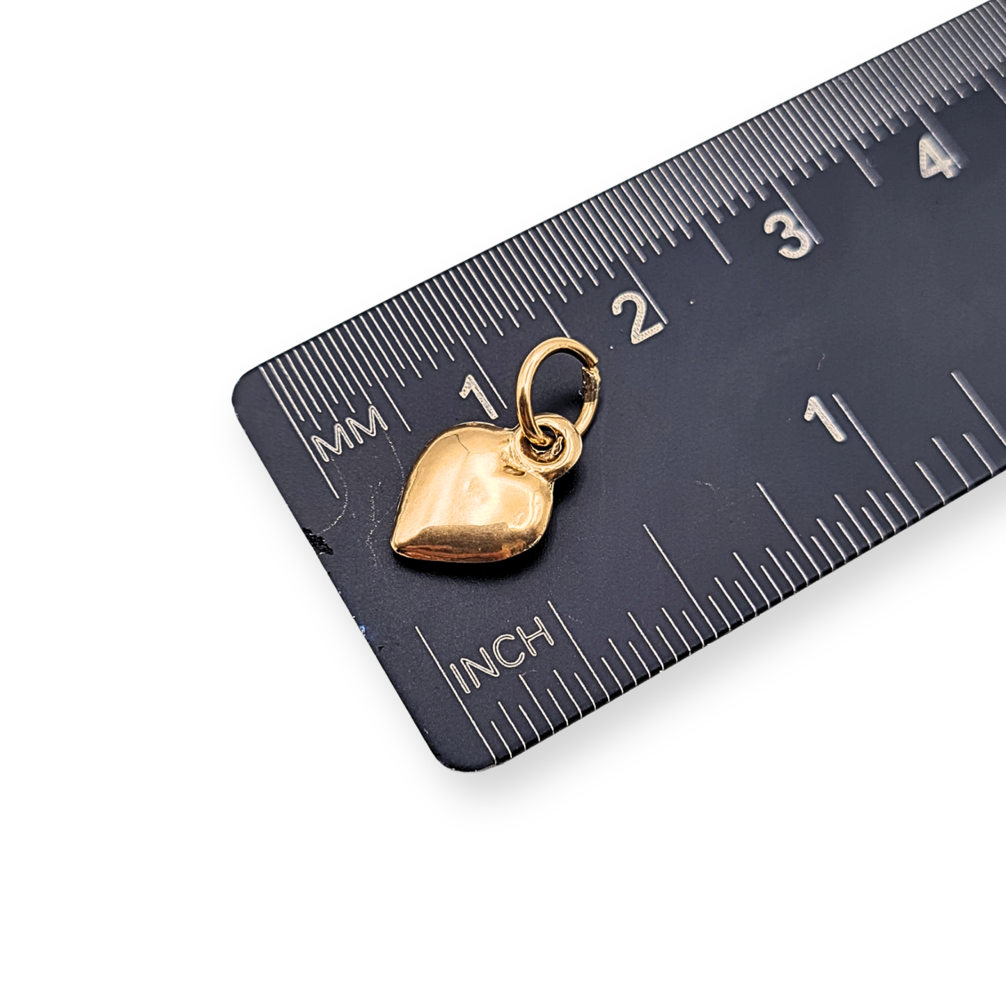 9ct Gold Puffy Heart Charm Pendant, Small Heart Drop