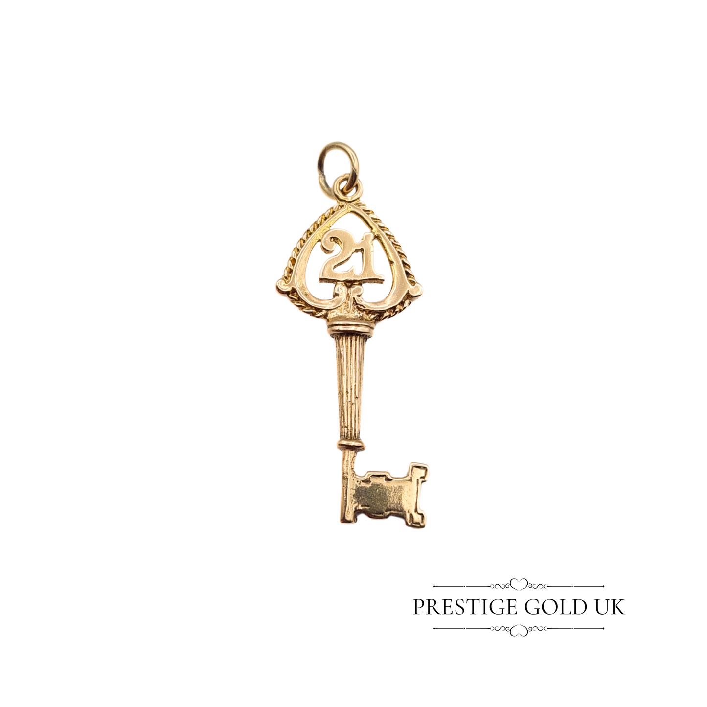 Vintage 9ct Gold 21st Birthday Key Charm, Fully Hallmarked Birmingham 1968