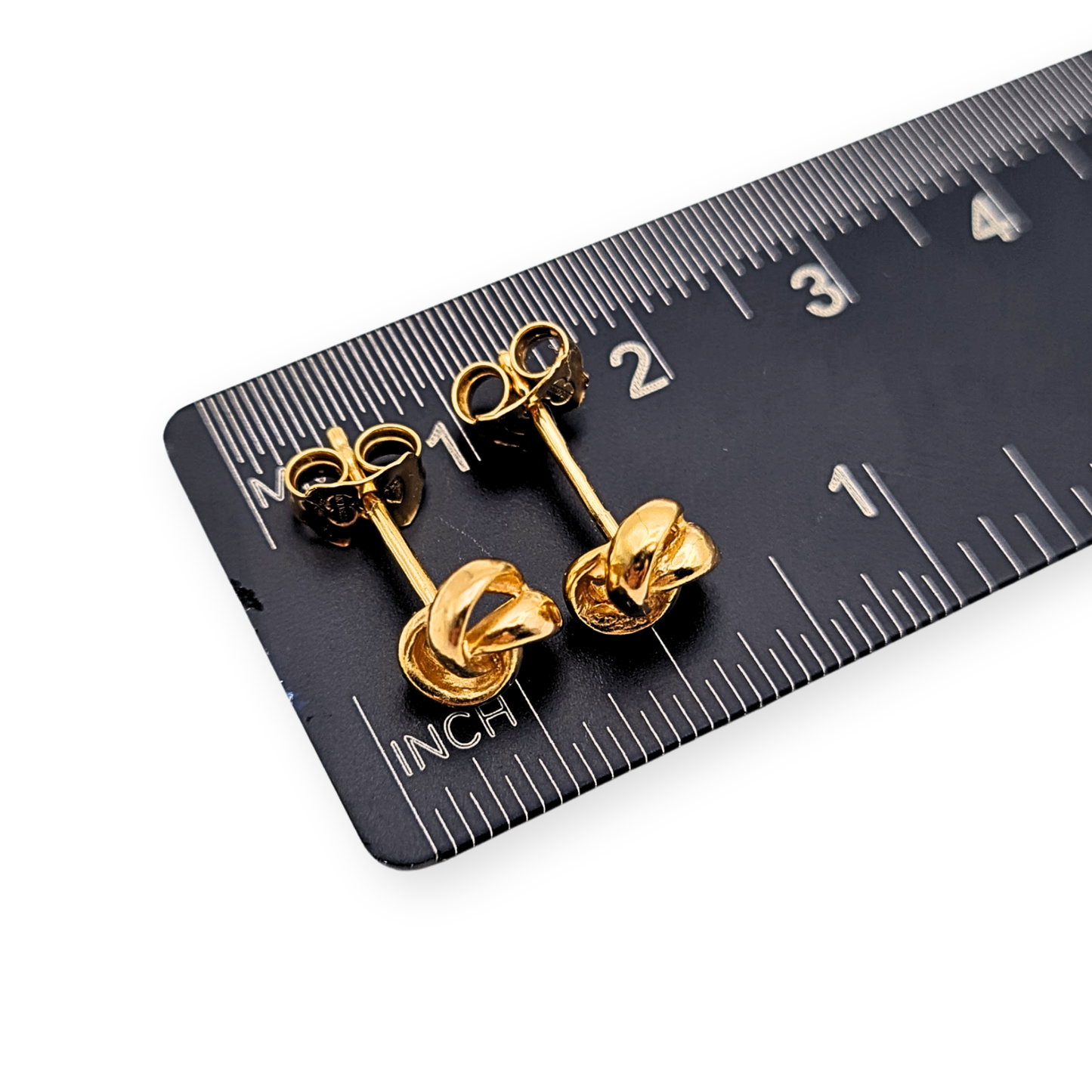 Small 9ct Gold Knot Stud Earrings, Butterfly Backs