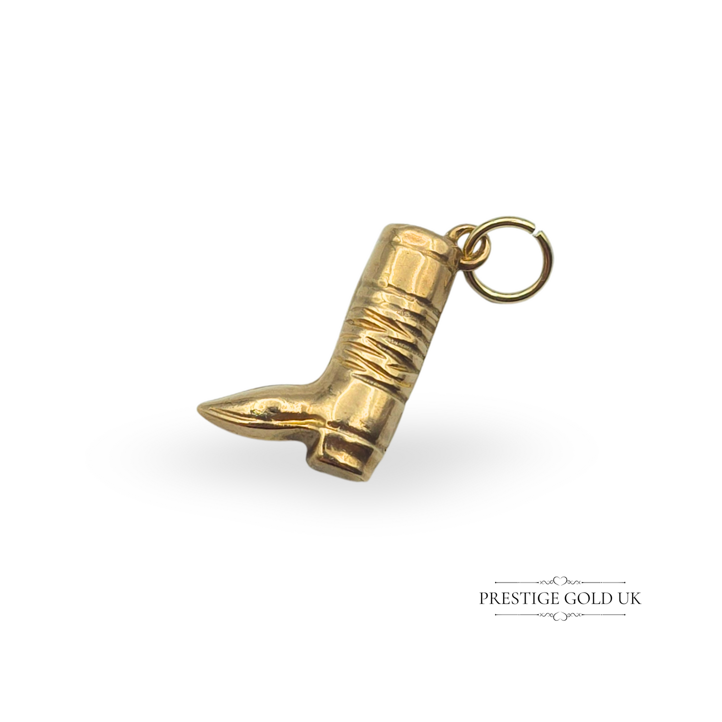 9ct Gold Cowboy Boot Charm, London Hallmarked 1977, Western Rodeo Pendant