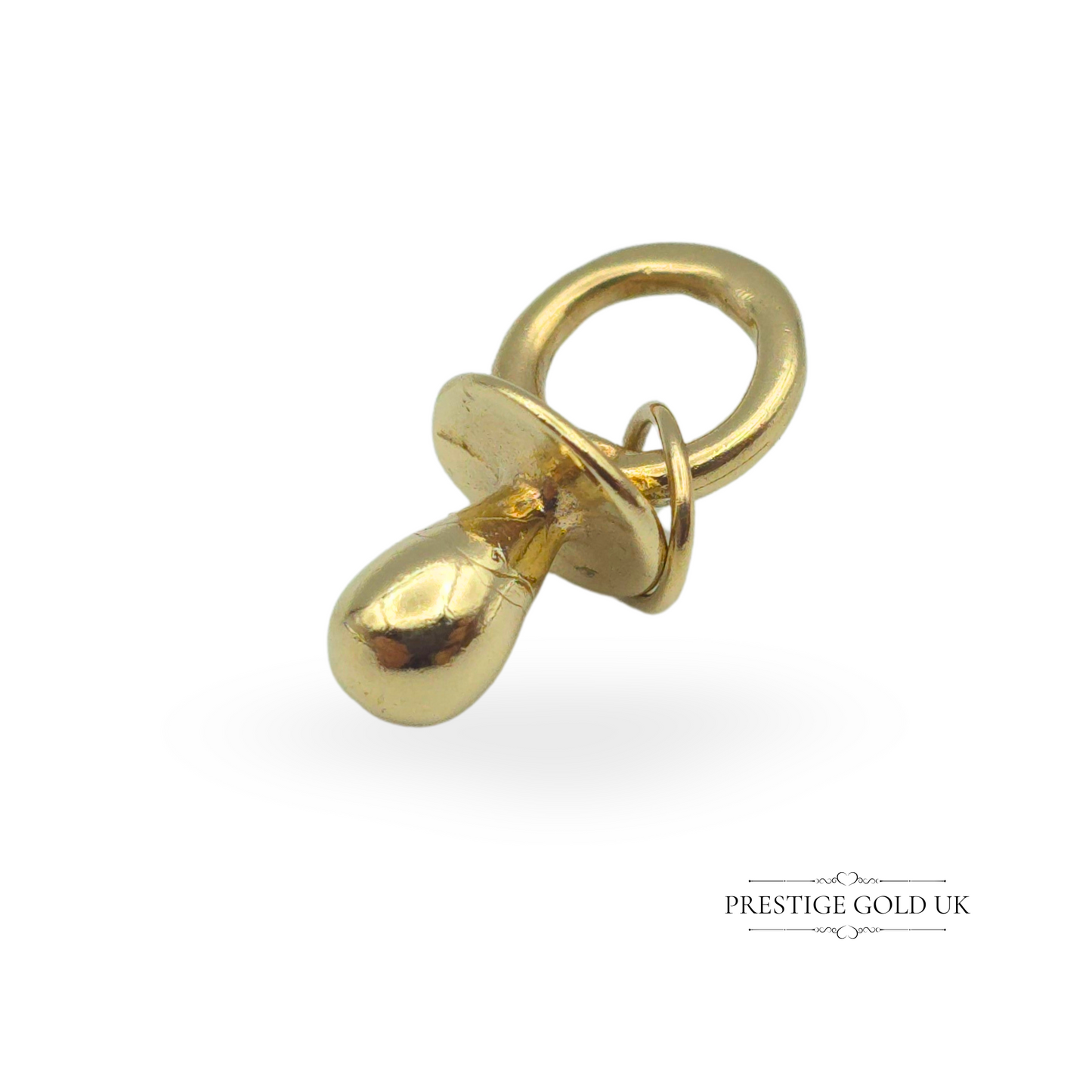9ct Gold Small Sugar Dummy Charm, Fully Hallmarked Sheffield 1977